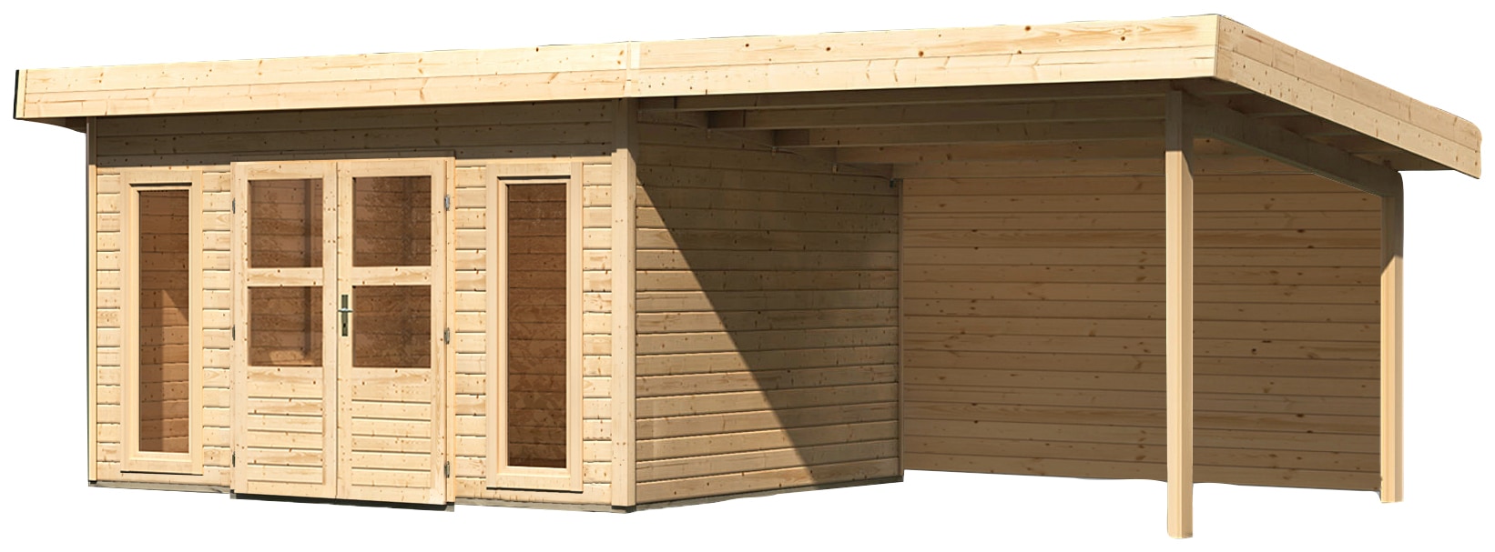 KONIFERA Gartenhaus »Perlsee 4« mit Anbaudach
