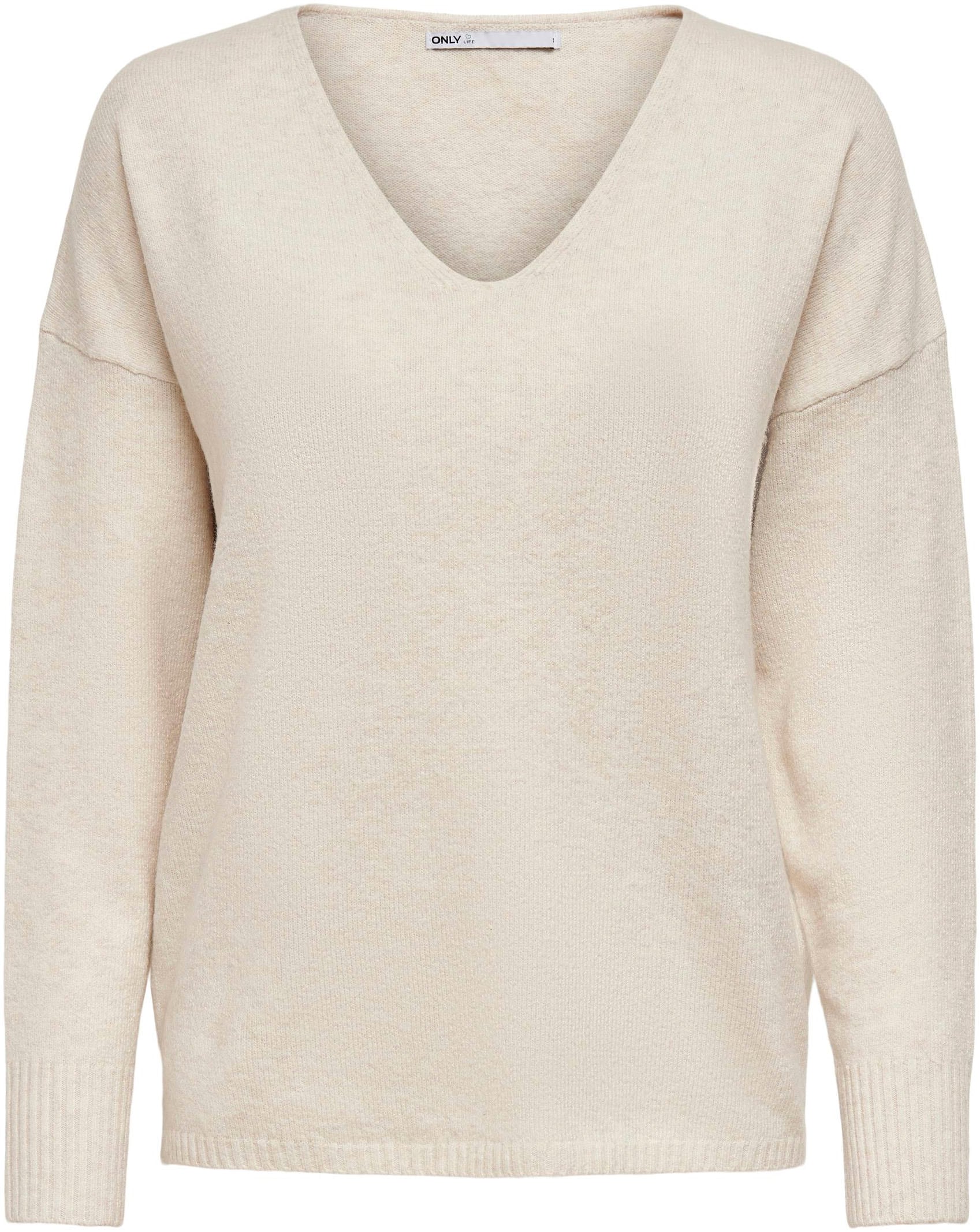 ONLY V-Ausschnitt-Pullover »ONLRICA LIFE L/S V-NECK PULLO KNT NOOS« Materialmix, regular fit