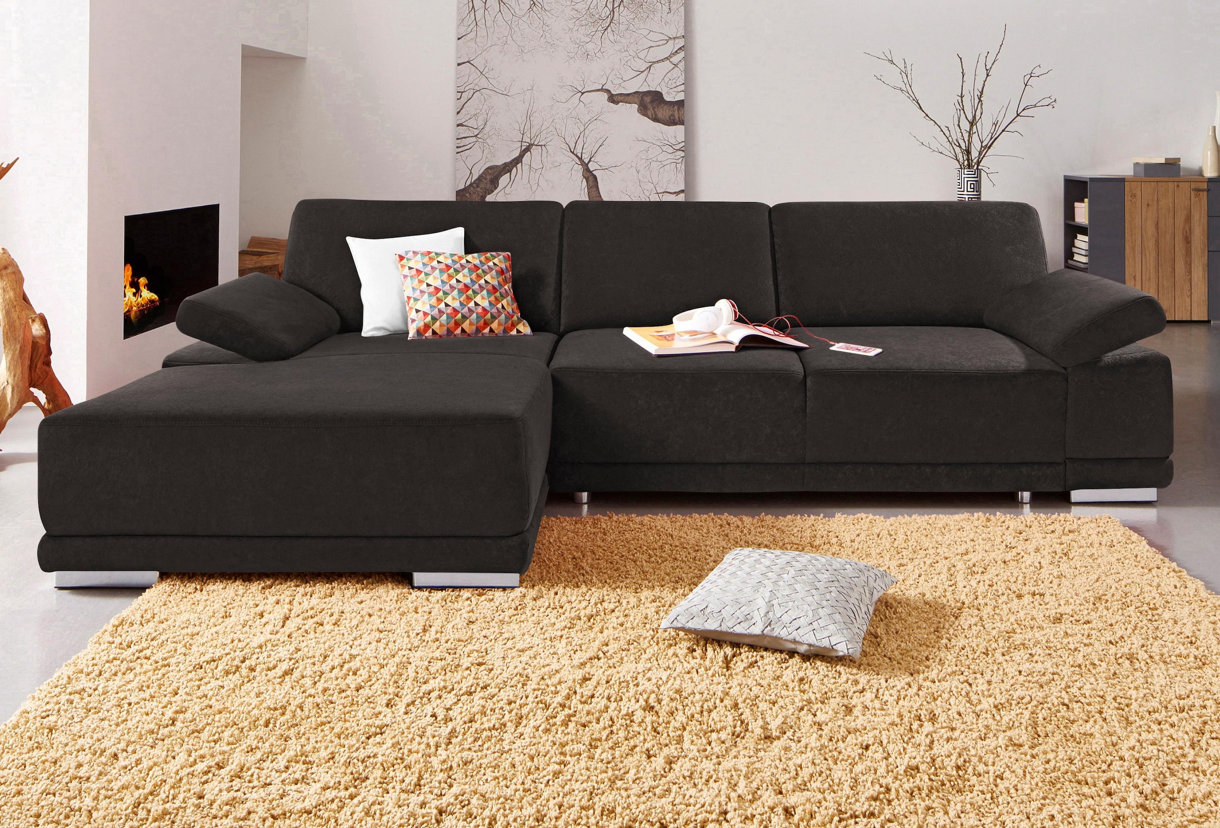sit&more Ecksofa »Coria L-Form« mit XL-Recamiere, wahlweise mit Bettfunktion