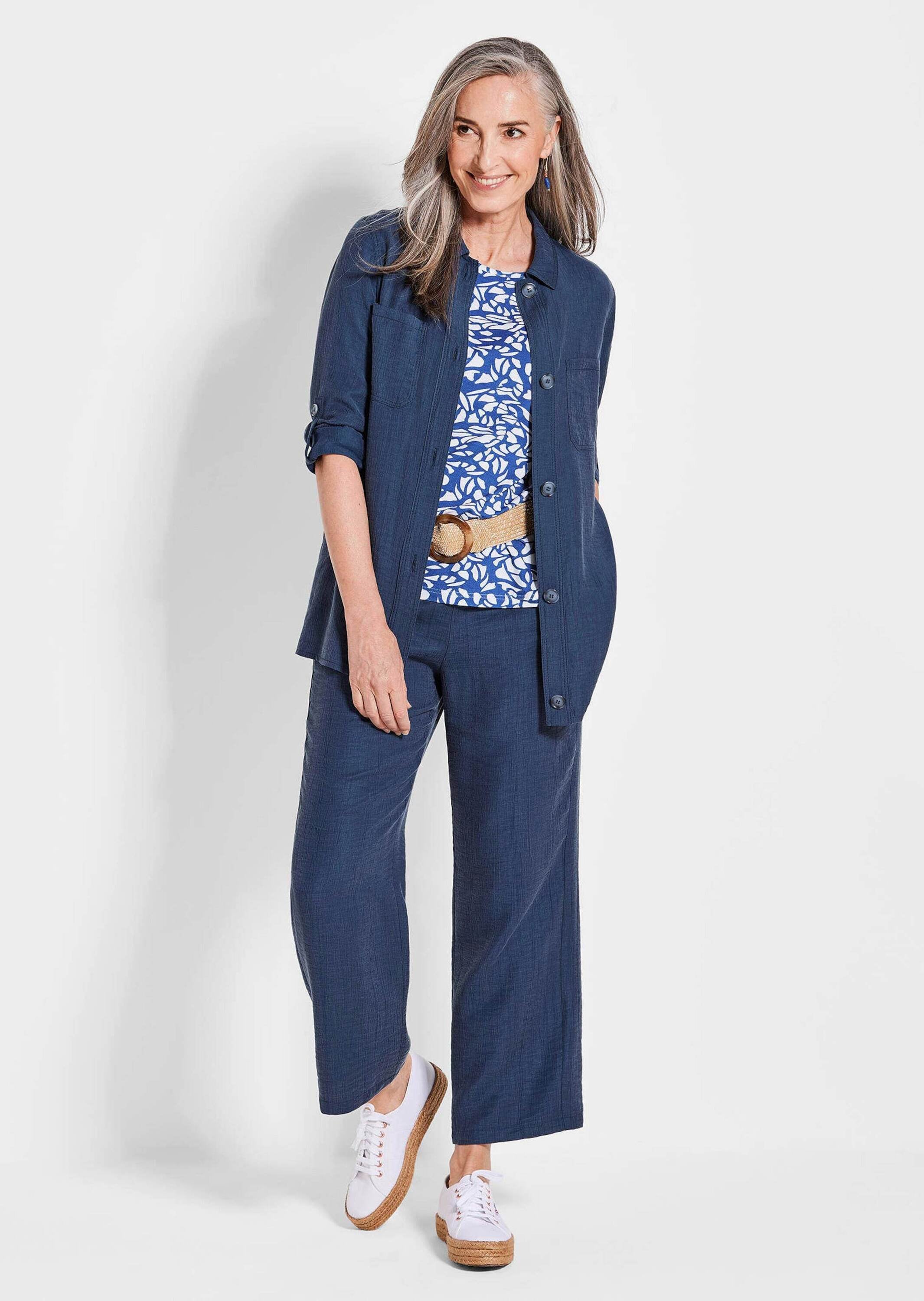 GOLDNER Hemdbluse »Viskose Hemdjacke Langarm« Sonstige