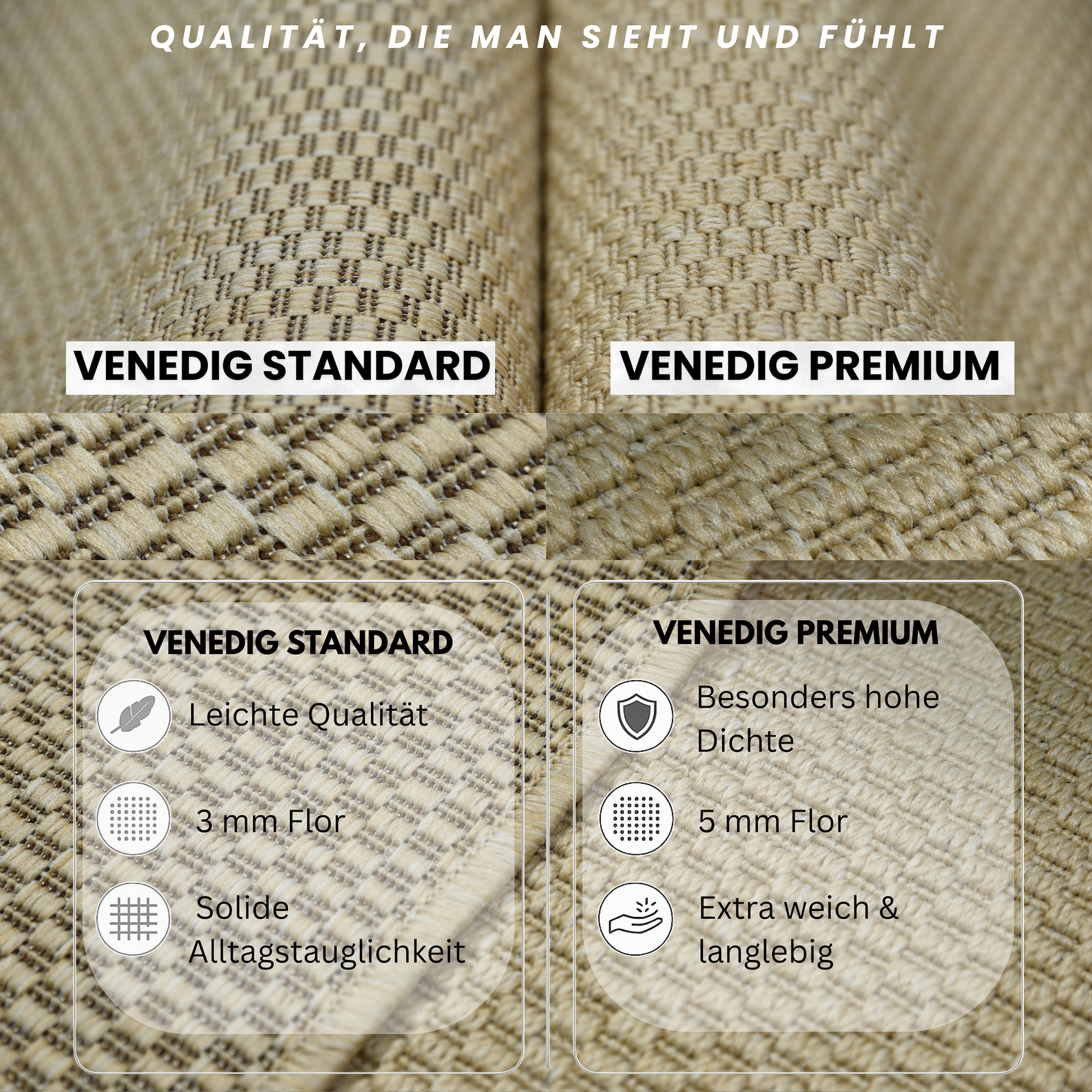OTTO home Teppich »Venedig auch als Läufer erhältlich« rechteckig 4 mm Höhe In- und Outdoor geeignet, Sisal-Optik, Wetterfest & UV-beständig