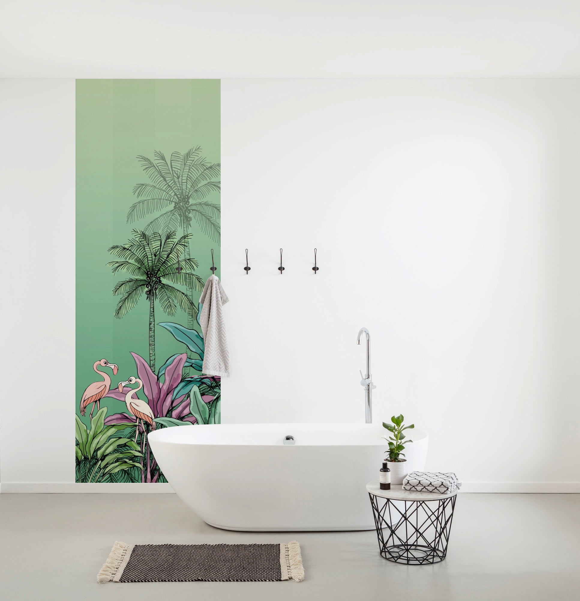Komar Vliestapete »Digitaldruck Vlies - Jungle Flamingo - Größe 100 x 280 cm«, bedruckt, Wohnzimmer, Schlafzimmer
