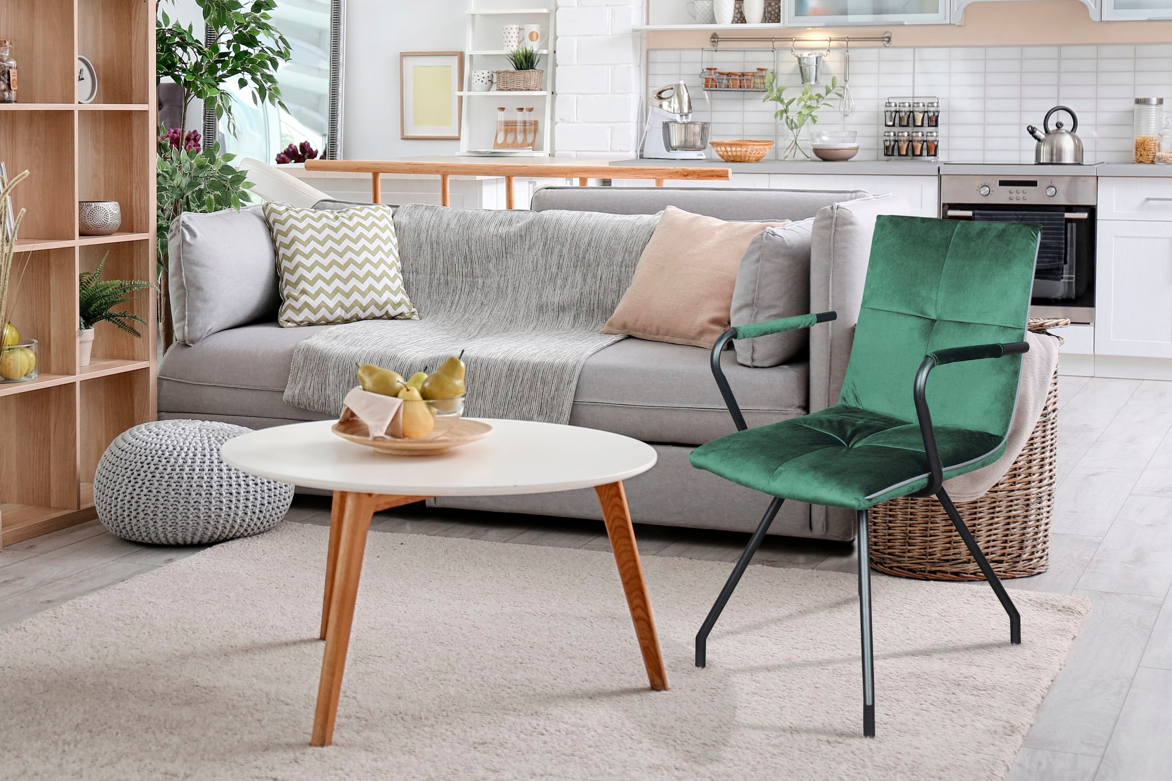 Kayoom Polsterstuhl »Stuhl Eaden 225 2er-Set, samtiger Stoffbezug, Paspel aus Kunstleder« (Set) 2 Stk.stilvoll, pflegeleicht, zeitgemäße Farbgebung, samtiger Stoffbezug