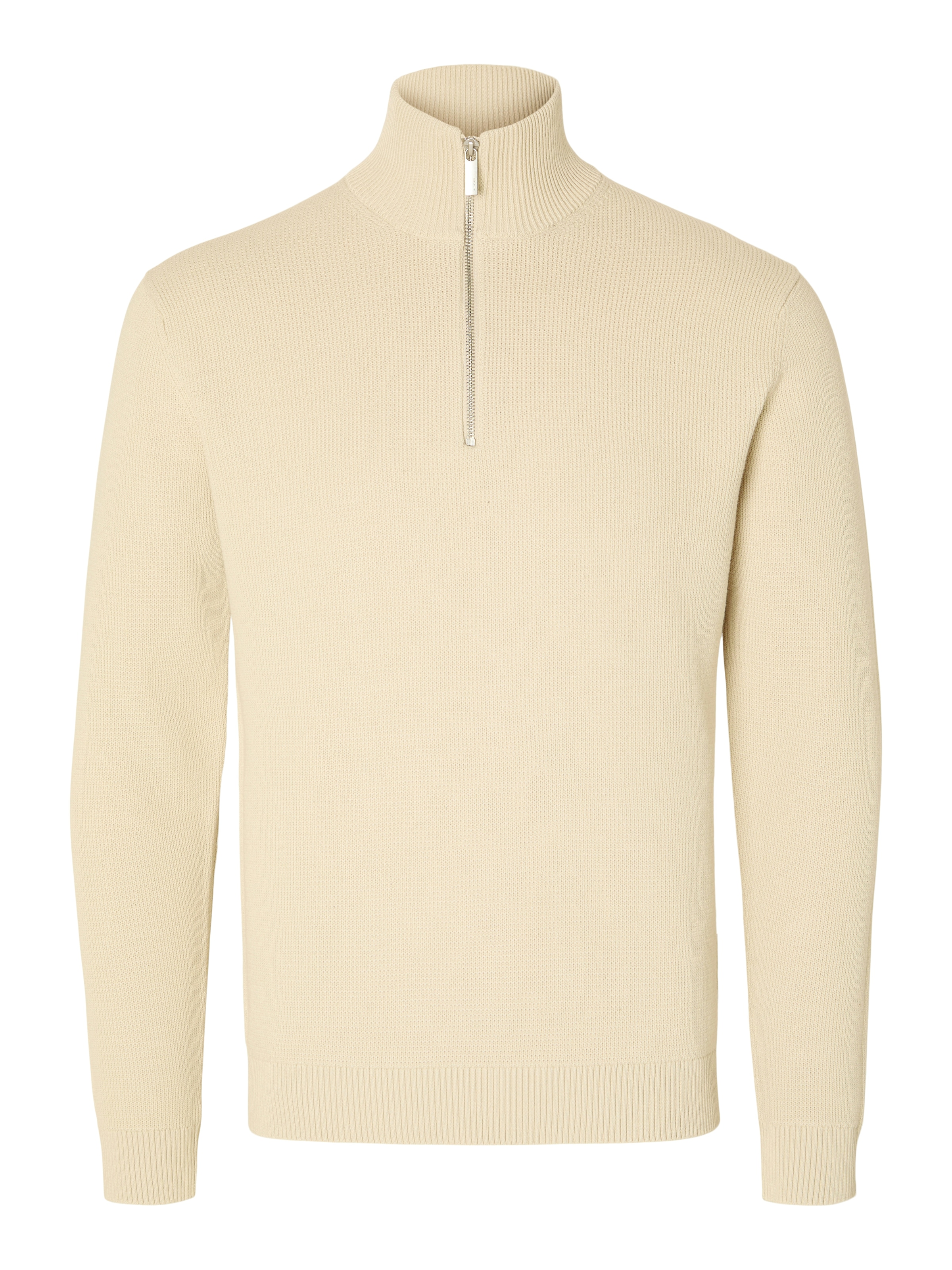 SELECTED Troyer »SLHDANE LS KNIT STRUCTURE HALF ZIP NOOS« Baumwolle, regular fit