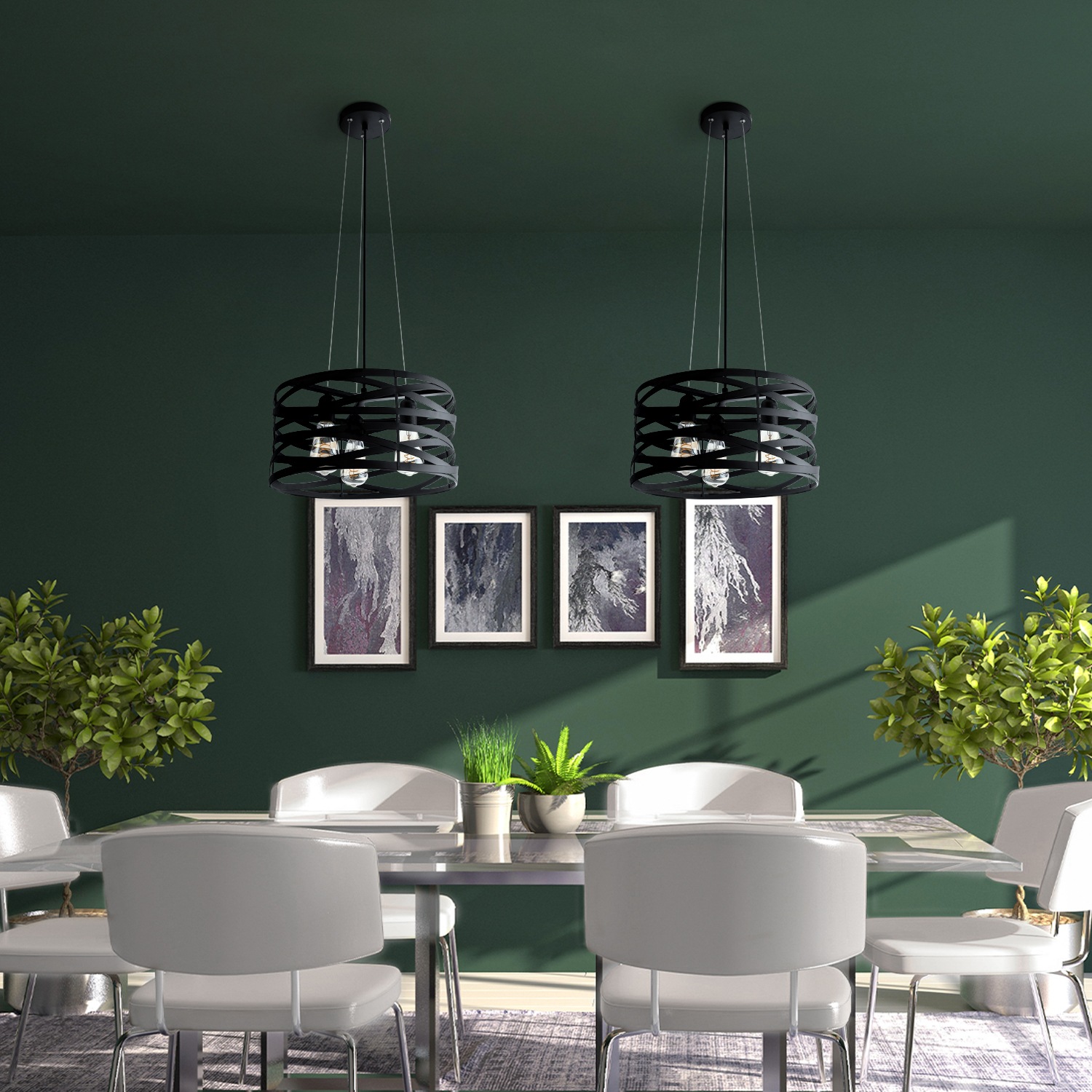 Paco Home Pendelleuchte »SHANNON« E27 Hängelampe Esszimmer Esstischlampe Metall Korb Ã˜40cm 3 Flammig