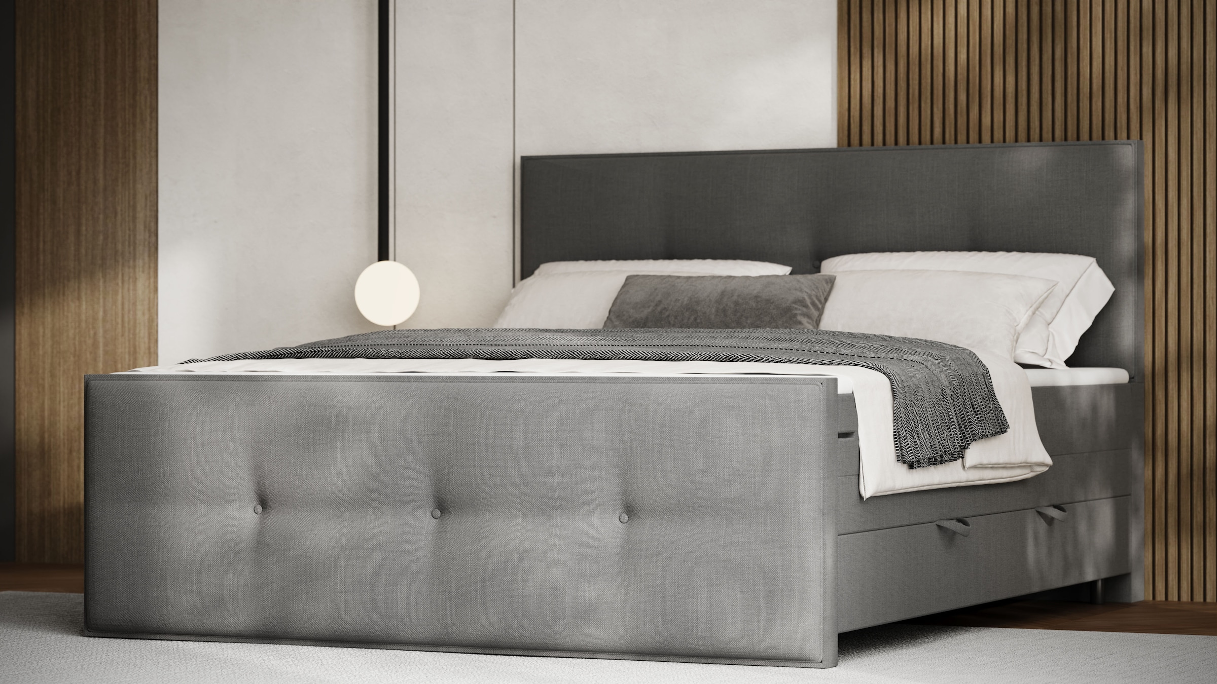 FORTE Boxspringbett »Eve inkl. zwei Bettkästen und Kaltschaum Topper« und einer 7-Zonen-Tonnentaschen-Federkernmatratze (H3)