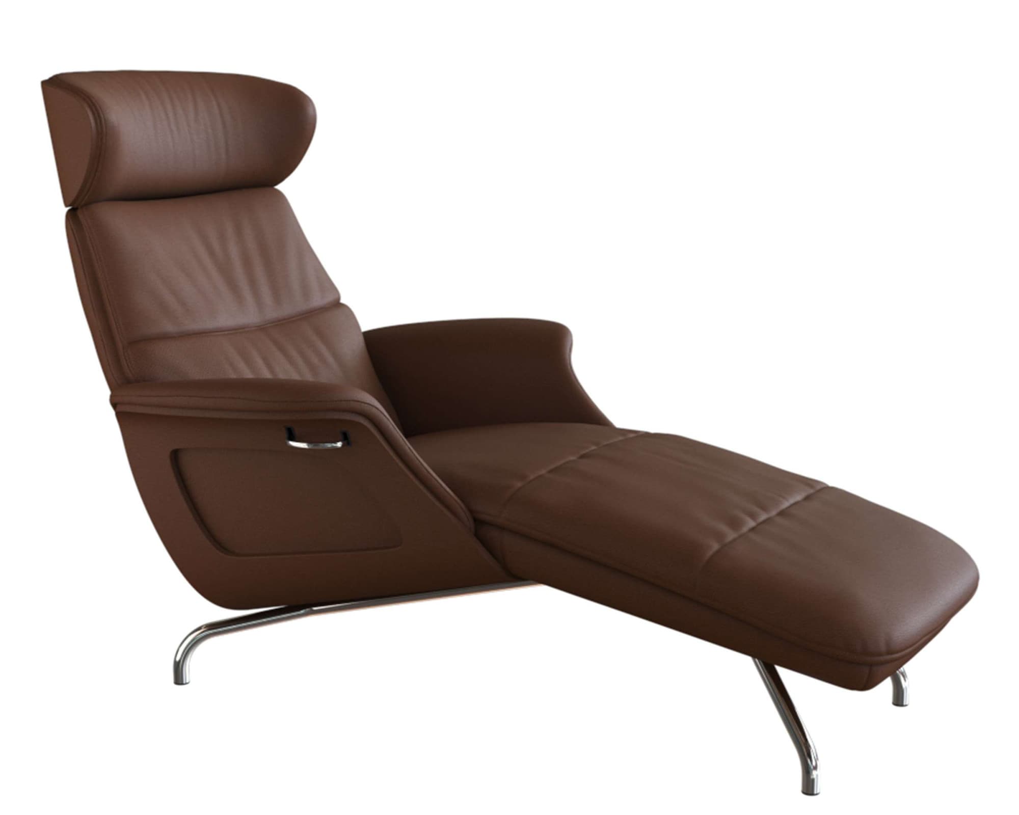 FLEXLUX Loungesessel »Clement Chaislongue, Relaxstuhl, Liegesessel,«, Rücken- & Kopfteilverstellung, Armlehne gepolstert geölt, Fuß Alu