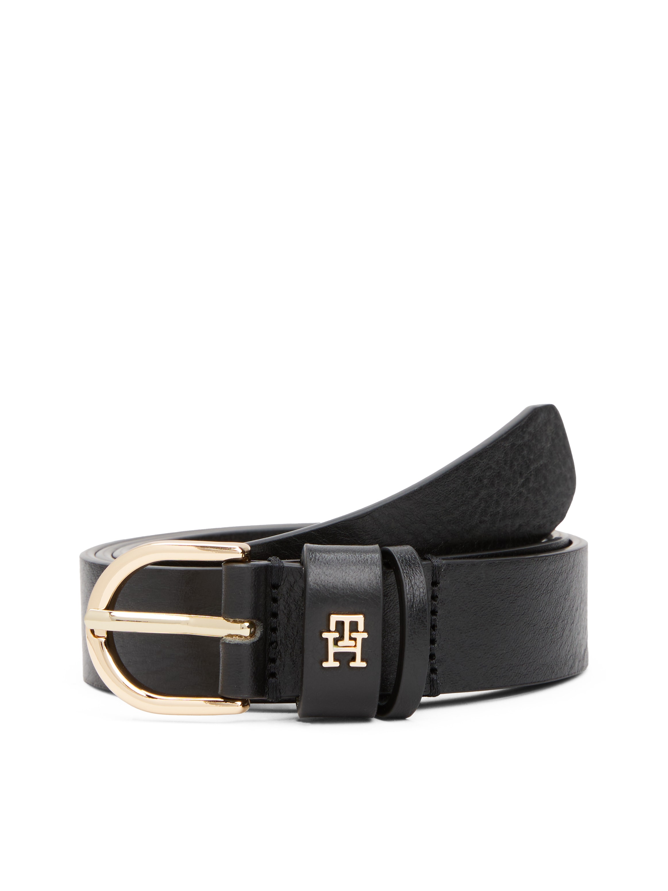 Tommy Hilfiger Ledergürtel »ESSENTIAL EFFORTLESS 2.5 cm breit GOLD« Logoemblem, weiche Haptik, ovale Einfachdornschließe