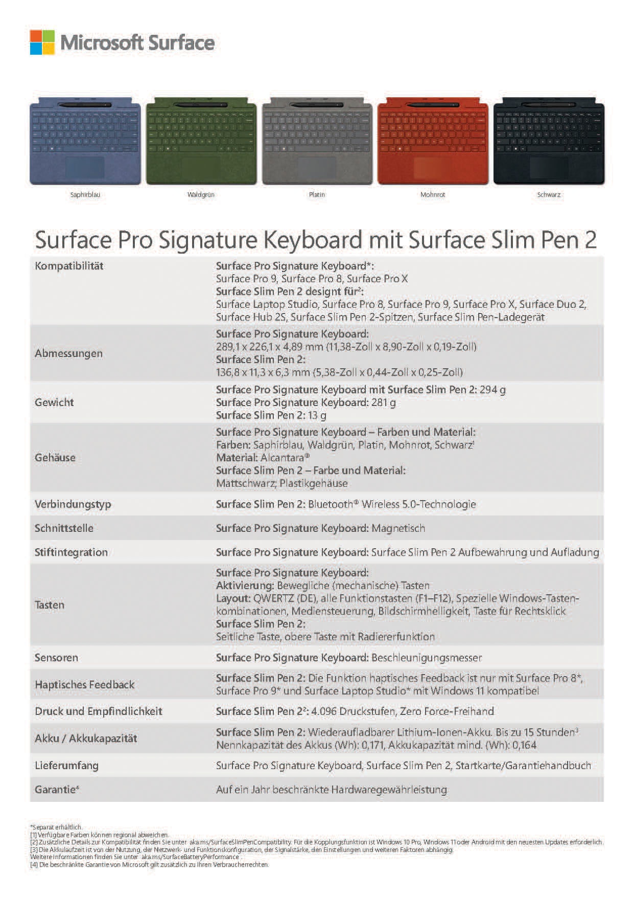 Microsoft Tastatur »Sufrace Pro Signature Cover 8XA-00005«, (Funktionstasten), Passend für Surface Pro 9, Pro 8 und Pro X