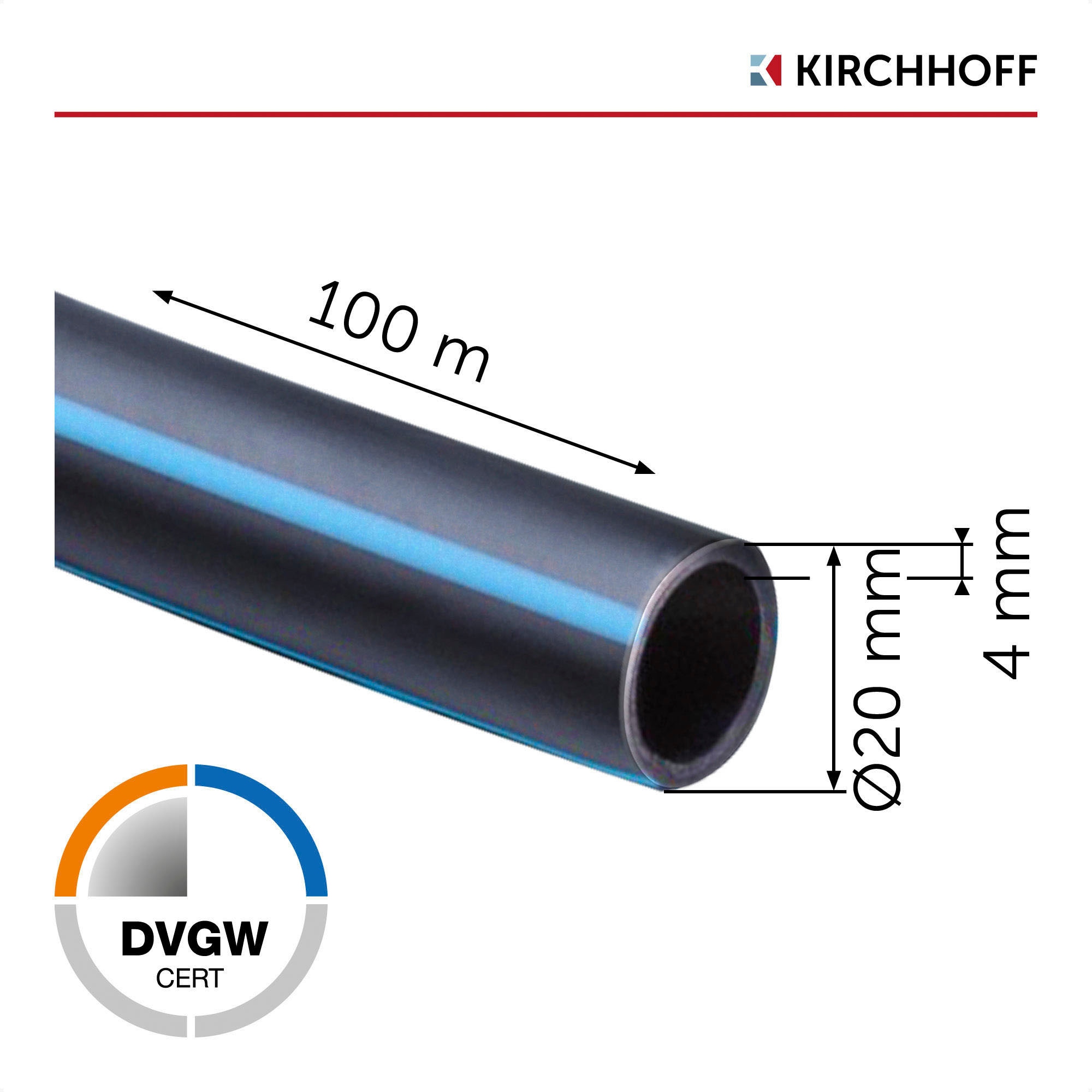 Kirchhoff Bewässerungsschlauch, Wasserleitung Gartenbewässerung 20 mm x 100 m