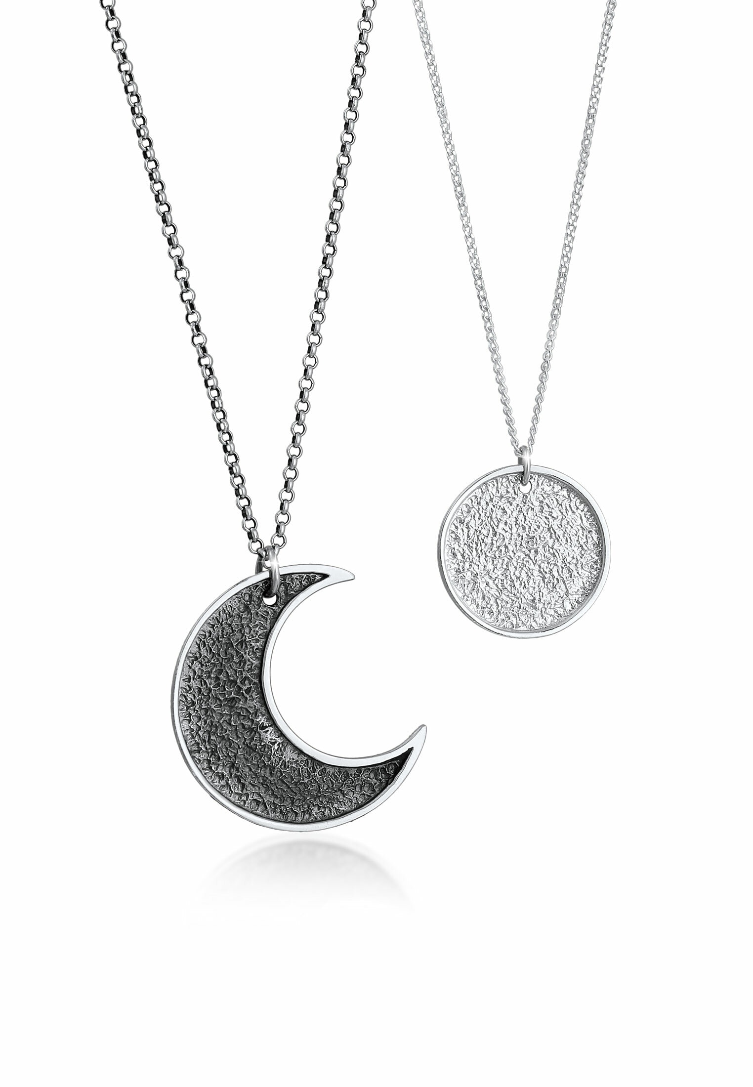 Elli Ketten-Set »Halskette Partnerkette Halbmond Sonne Plättchen 925 Silber«