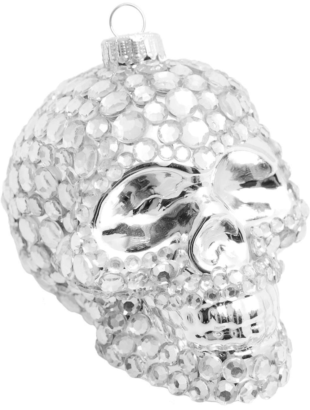 Krebs Glas Lauscha Christbaumschmuck »Glasornament, Totenkopf mit Strass«, (1 tlg.), Christbaumschmuck aus Glas, mundgeblasen, handgefertigt, Figur