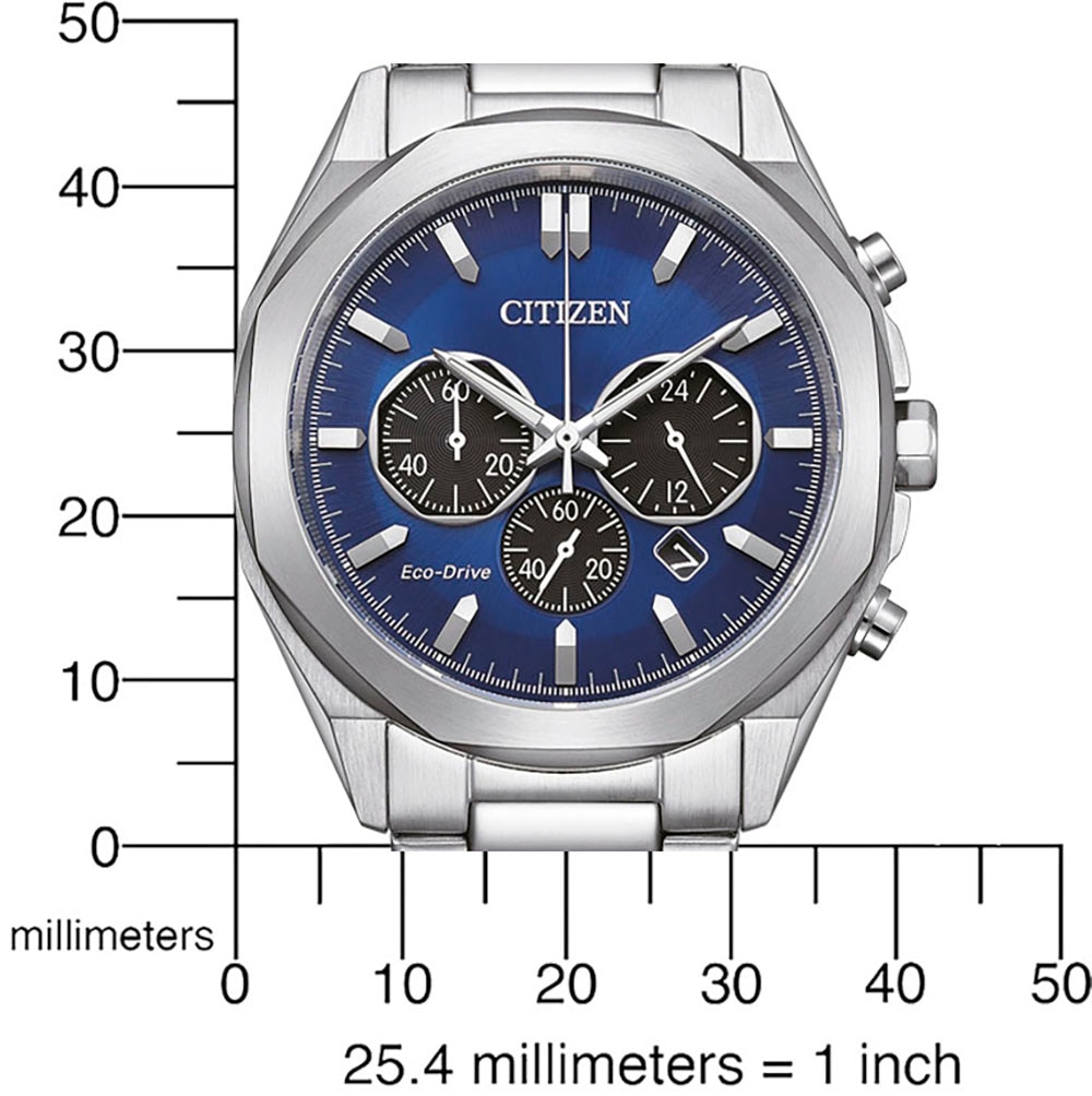 Citizen Chronograph Armbanduhr, Herrenuhr, Solar, Stoppfunktion, Edelstahlarmband