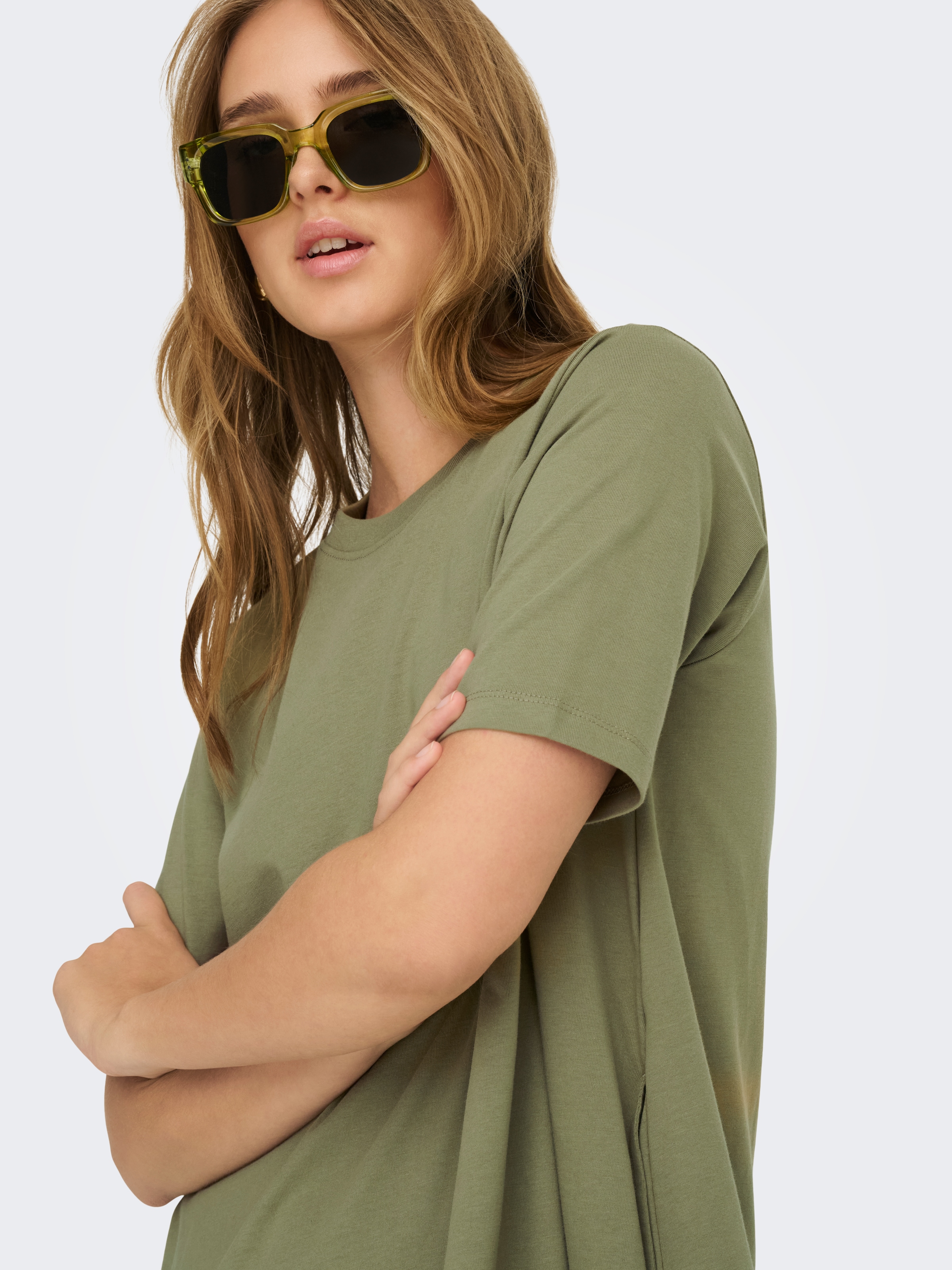 ONLY Minikleid »ONLMARA S/S POCKET DRESS JRS NOOS« Baumwolle, oversize, Rundhals