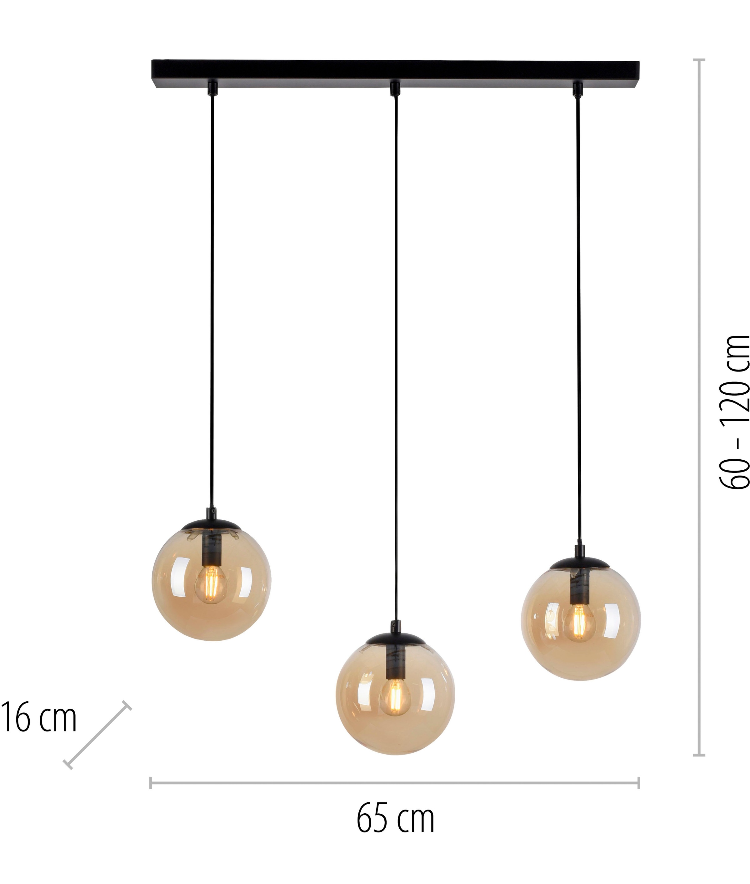 my home Pendelleuchte »Nymölla« E14 Hängeleuchte mit großen Glaskugeln, amberfarben oder opal matt weiß