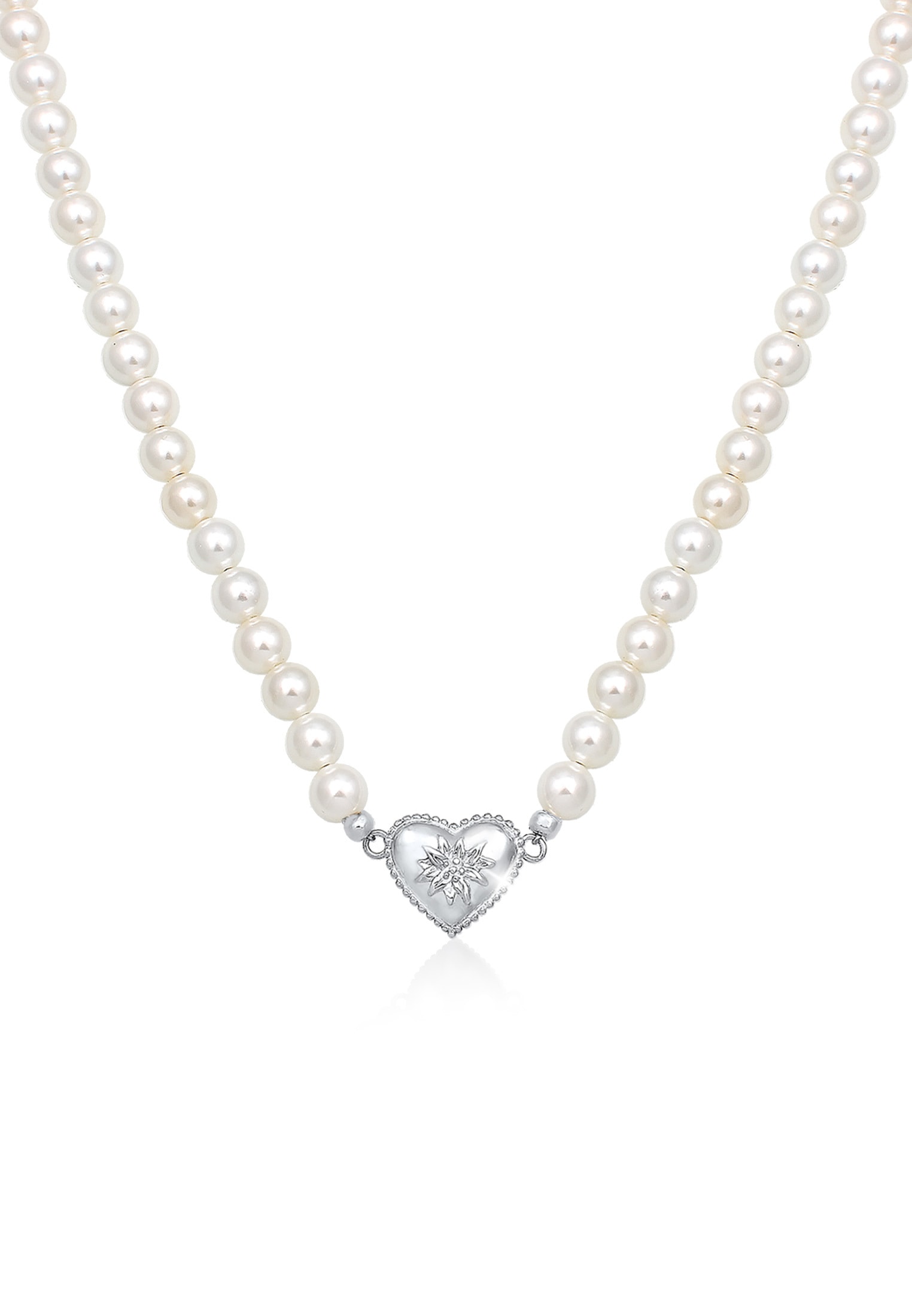 Elli Silberkette »Halskette Elli Halskette Choker Perle Herz Edelweiss 925 Silber«