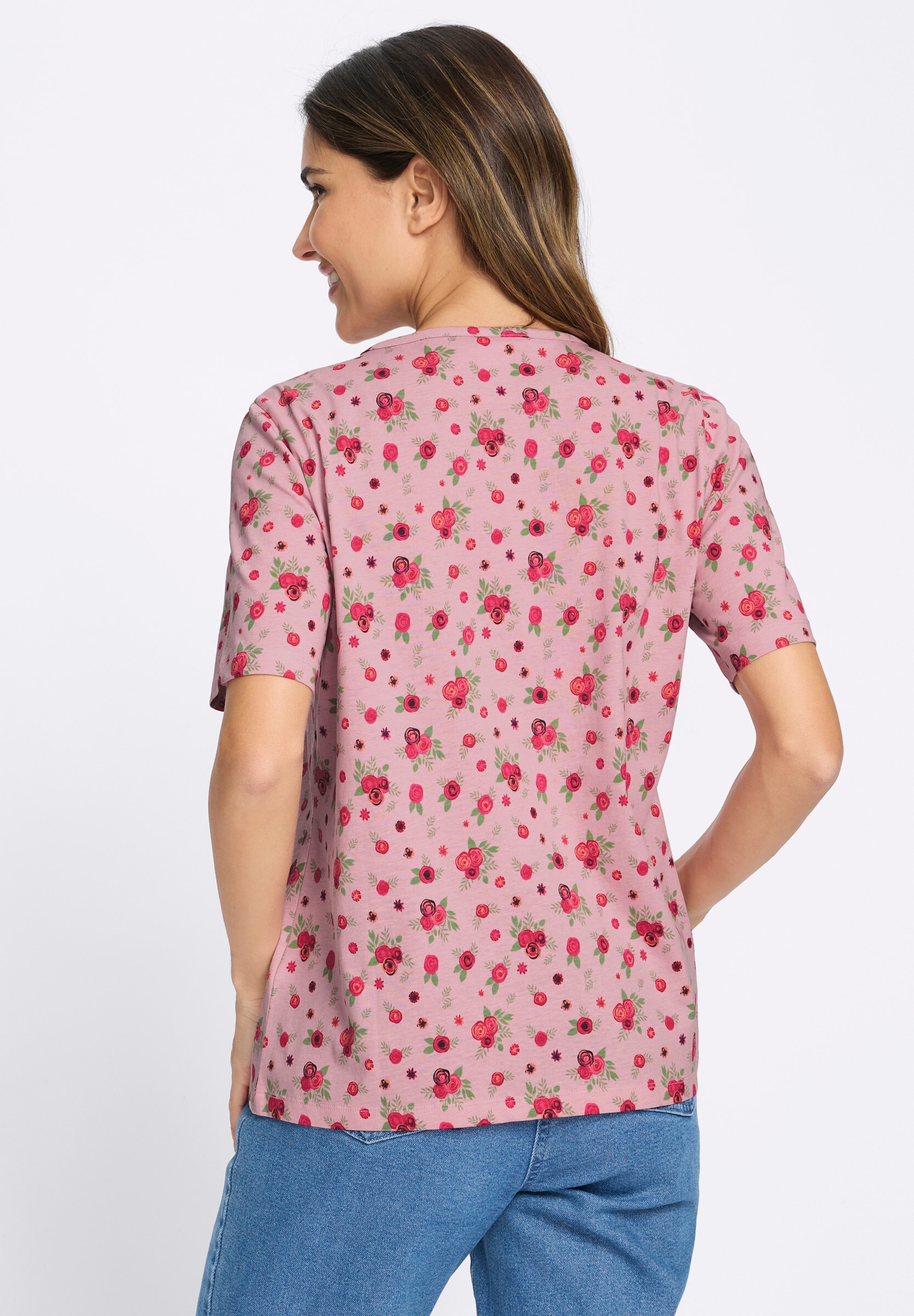Sieh an! Trachtenshirt »Kurzarm-Shirt Kurzarmshirt mit Falten am Ausschnitt«