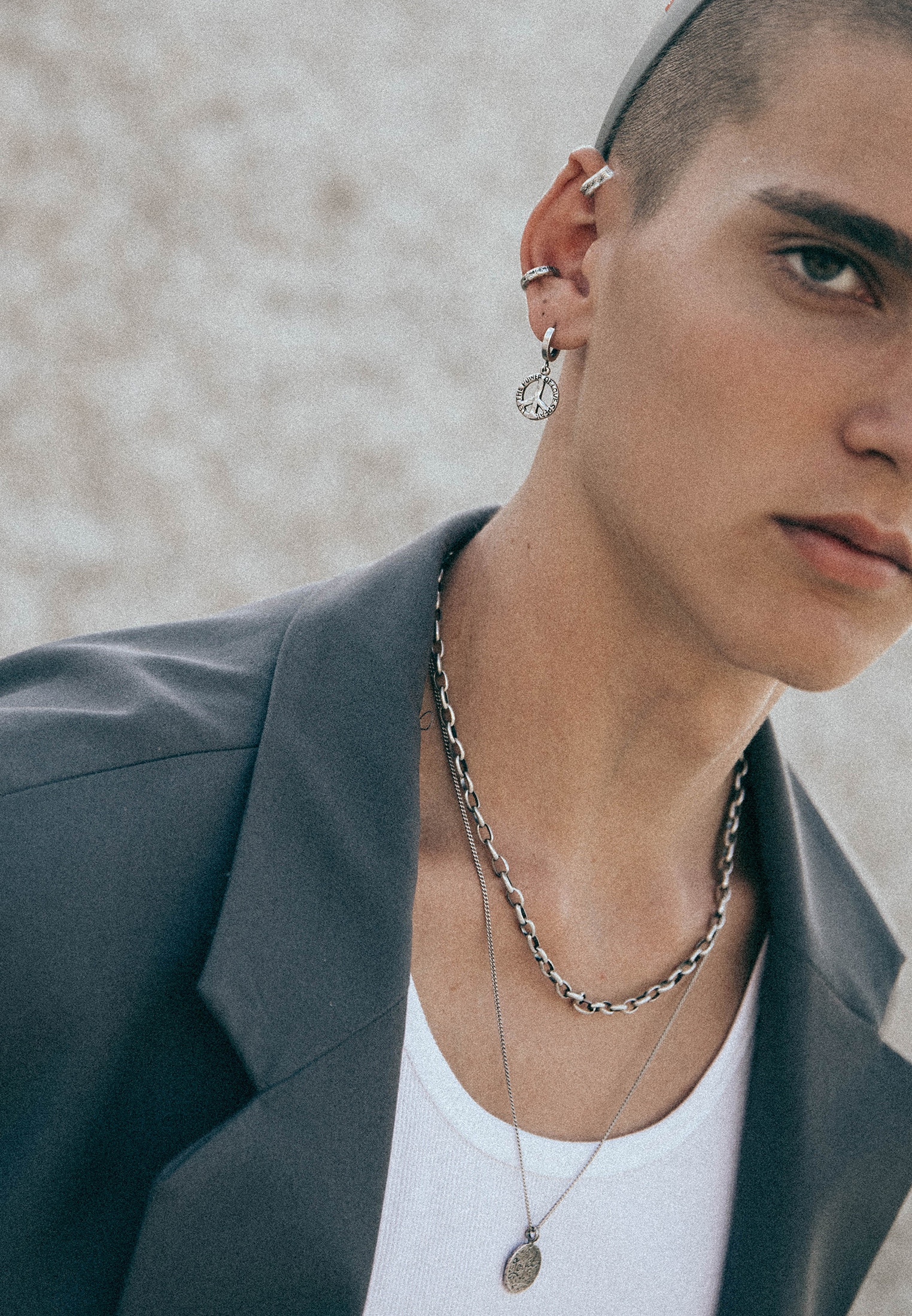 HAZE & GLORY Paar Creolen »Ohrringe Creolen Peace Frieden Used 925 Sterling Silber«