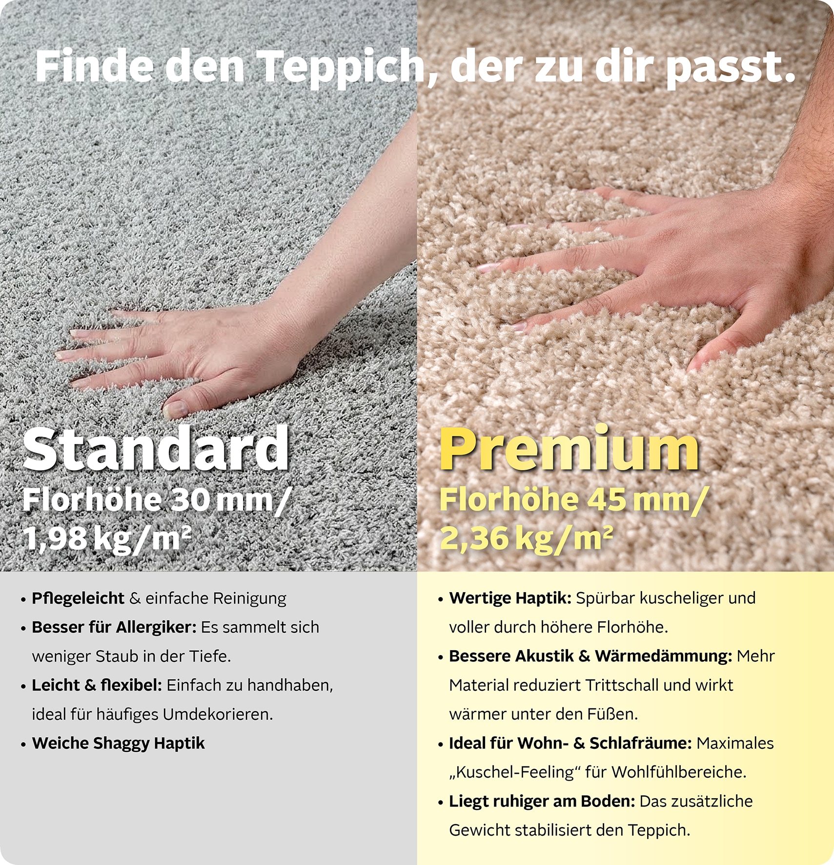 OTTO home Hochflor-Teppich »Viva Shaggy, in Standard- und Premium-Qualität, 30 mm oder 45 mm Höhe« rechteckig 45 mm Höhe Uni Farben, einfarbig, besonders weich und kuschelig, Kundenliebling