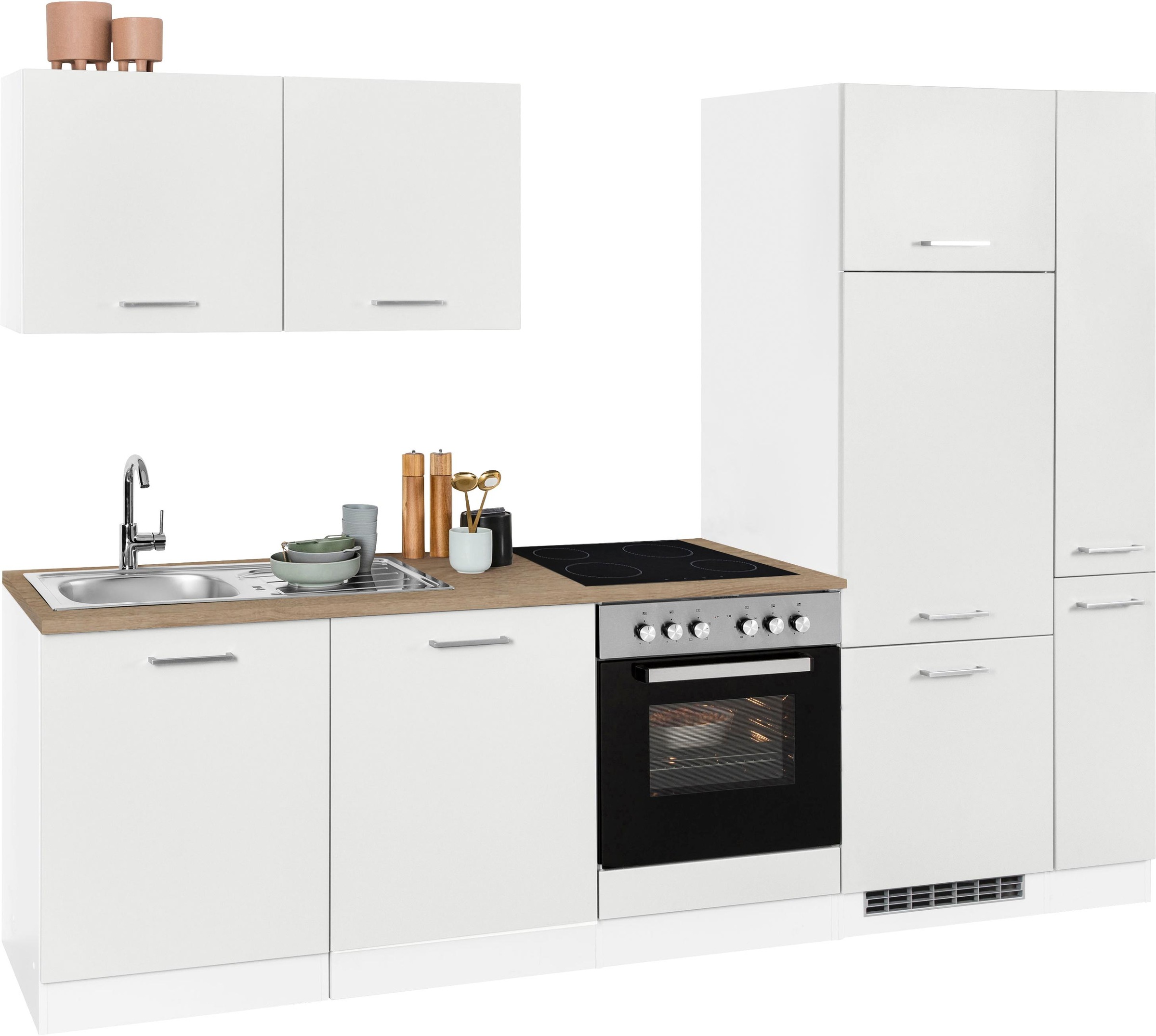 KOCHSTATION Küchenzeile »KS-Visby«, ohne E-Geräte, Breite 270 cm für Kühlschrank