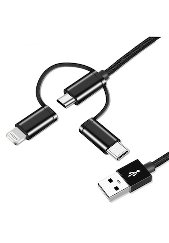 USB-Kabel »Lade- und Datenkabel 3in1«, Lightning-Micro-USB-USB Typ C, USB Typ A, 100 cm