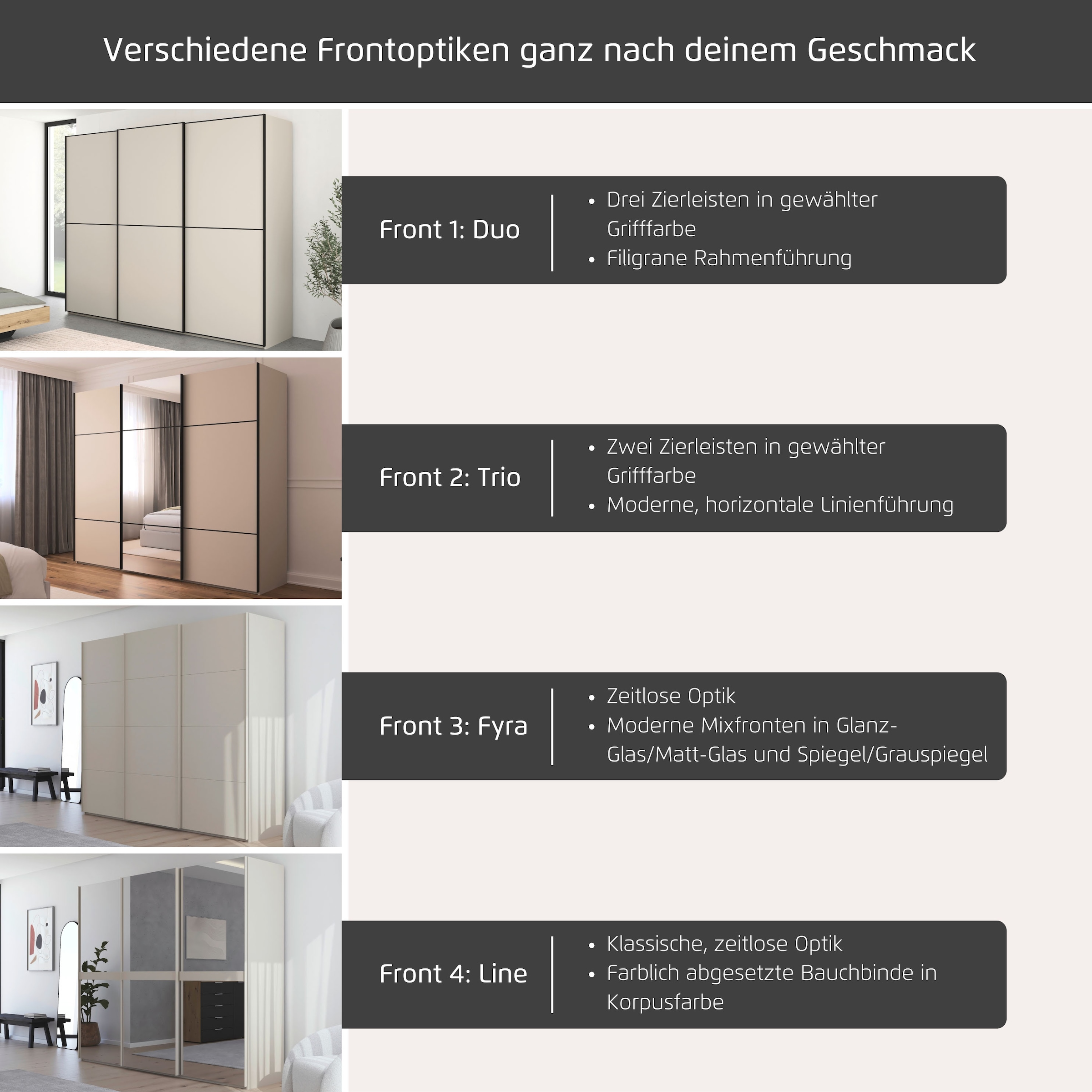 rauch Schwebetürenschrank »Kleiderschrank Schrank Garderobe Schlafzimmerschrank SCALE-LINE«, edle Optik mit Bauchbinde in Korpusfarbe mit Glasfront MADE IN GERMANY