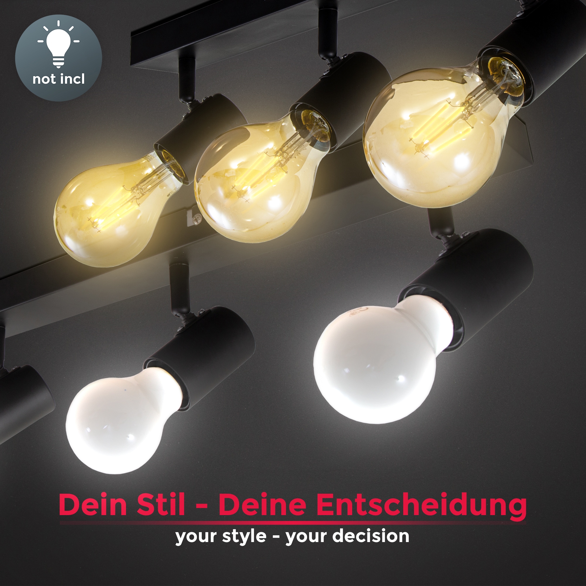 B.K.Licht Deckenspots »BK_DS1267 Landhausstil Deckenlampe, Schwenkbar, Retro«, 4 flammig, Leuchtmittel E27 | ohne Leuchtmittel, 4-flammig, ohne Leuchtmittel (max. 60W)