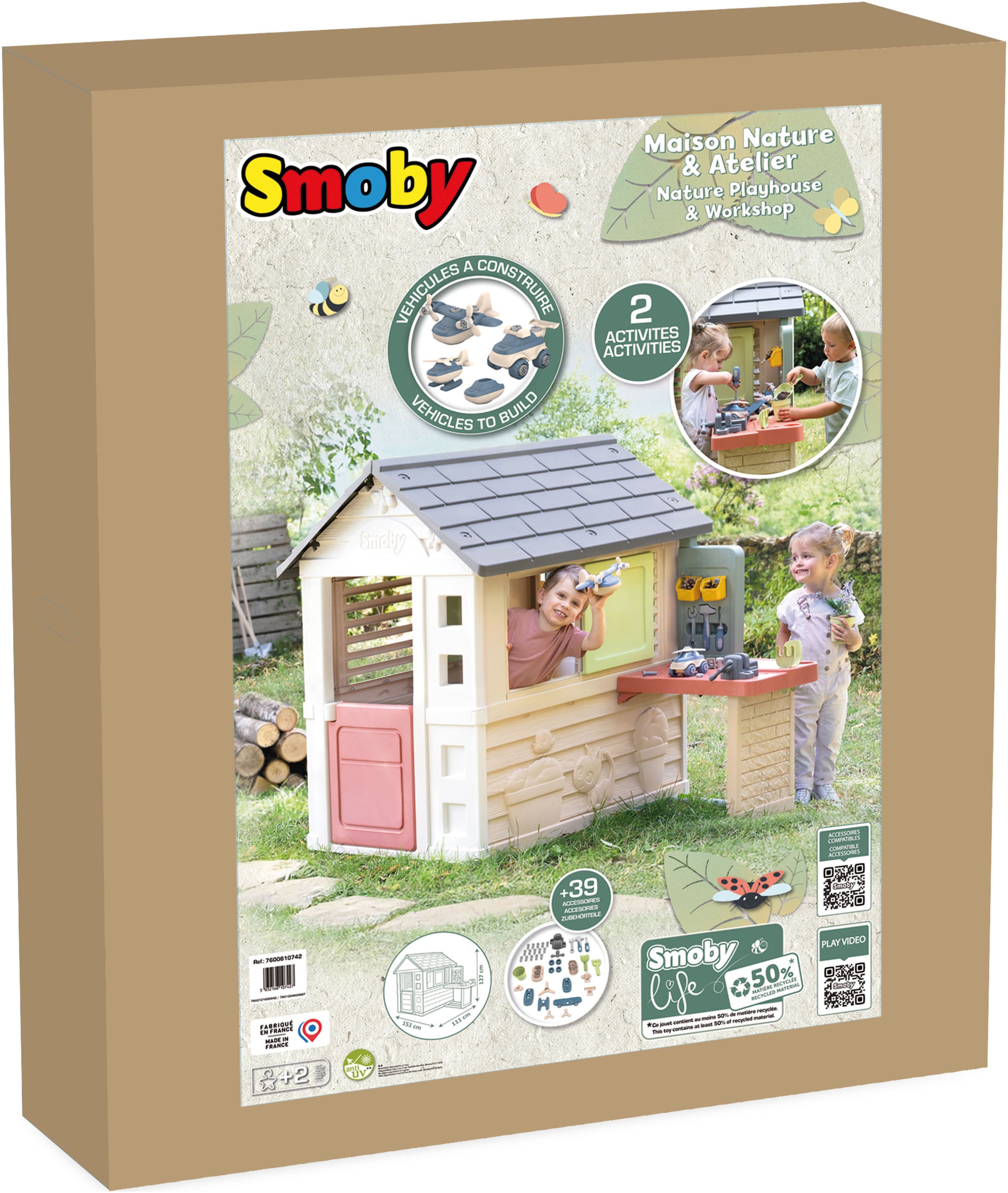 Smoby Spielhaus »Smoby Life Natur mit Werkstatt« Made in Europe