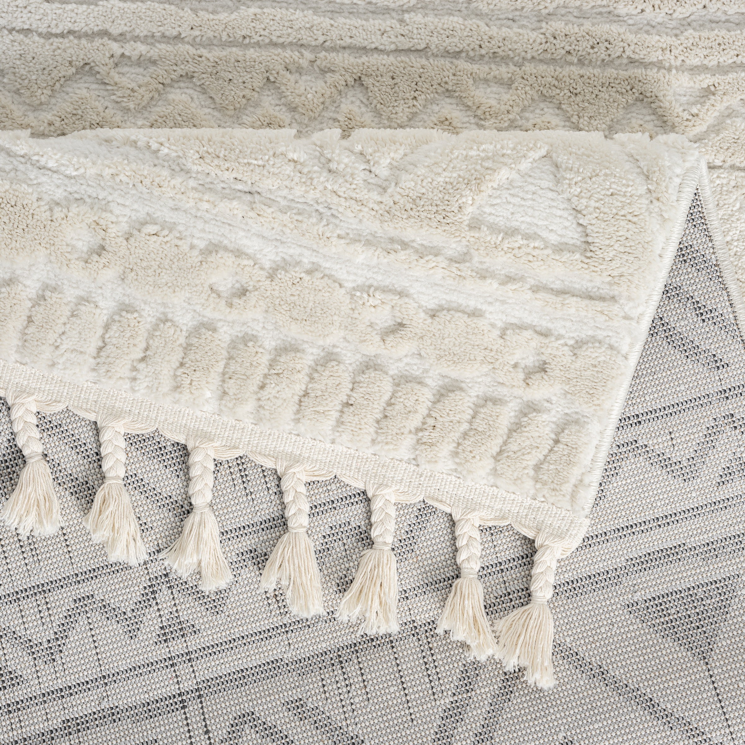 OTTO home Läufer »Bonvo 80x300 cm« rechteckig 19 mm Höhe mit Fransen, Hoch-Tief-Struktur, Wohnzimmer, Schlafzimmer