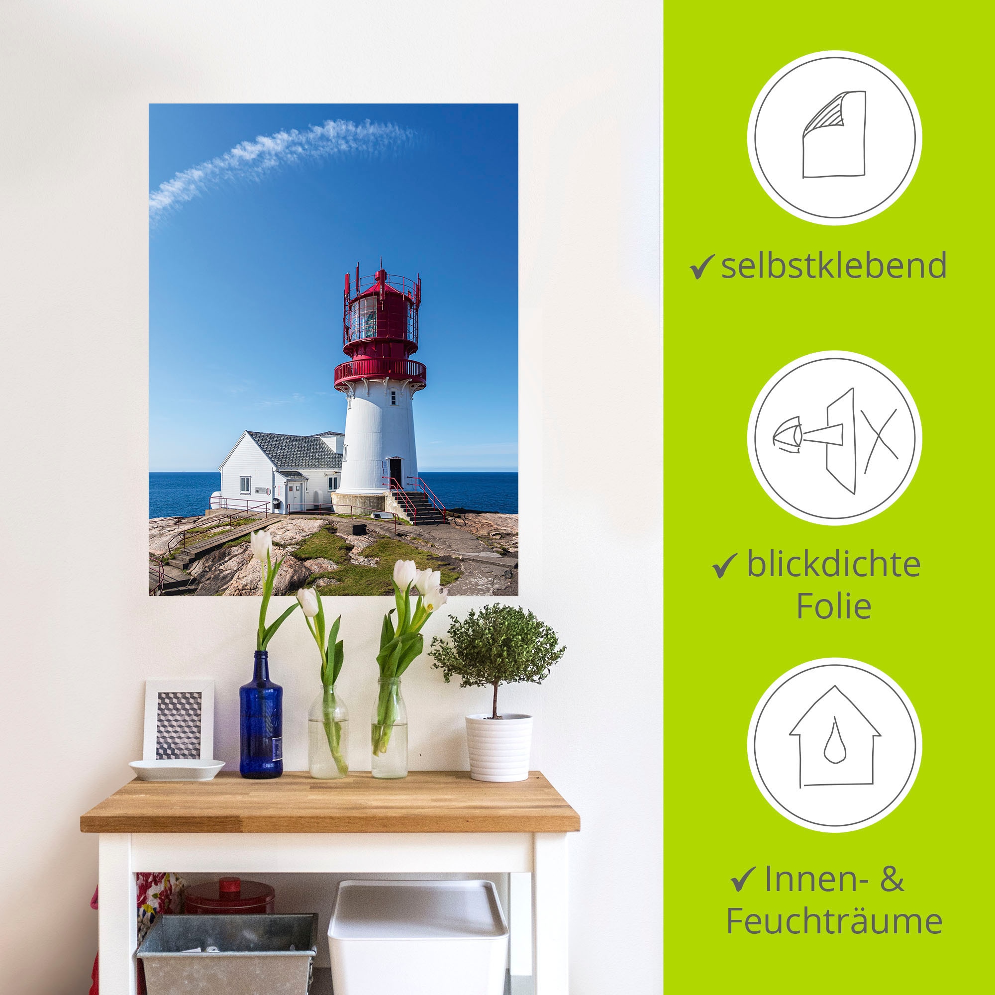 Artland Wandbild »Leuchtturm Lindesnes Fyr in Norwegen«, Gebäude, (1 St.), als Alubild, Leinwandbild, Wandaufkleber oder Poster in versch. Größen