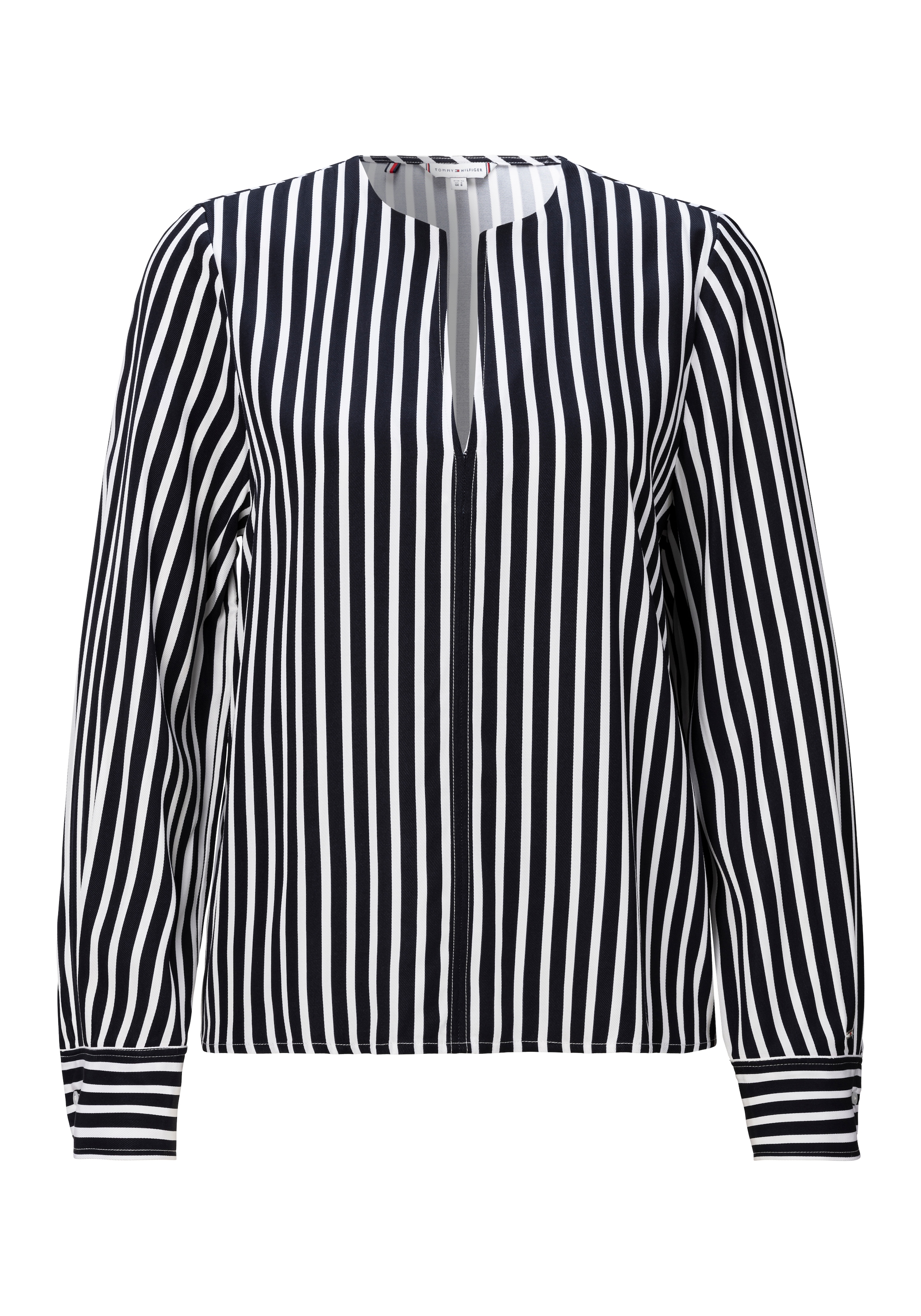 Tommy Hilfiger Langarmbluse »FLUID STRIPE V-NECK LS BLOUSE«, Im mocischem Streifen