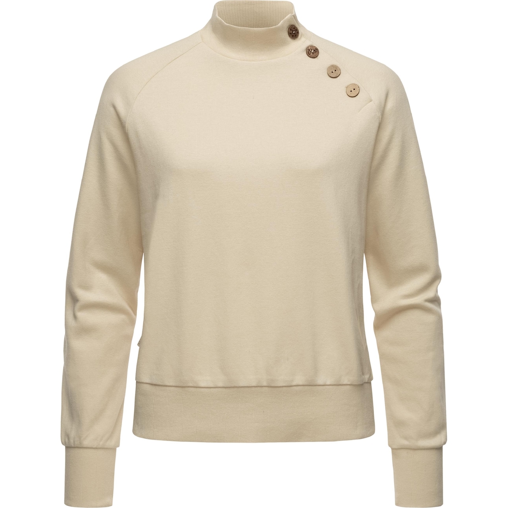Ragwear Langarmshirt »Sweatshirt Majjorka Solid«, Damen Langarmshirt mit Rippbündchen und Zierknöpfen
