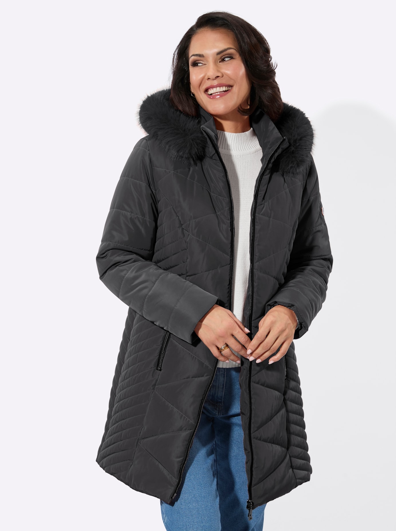 Casual Looks Langjacke mit Kapuze