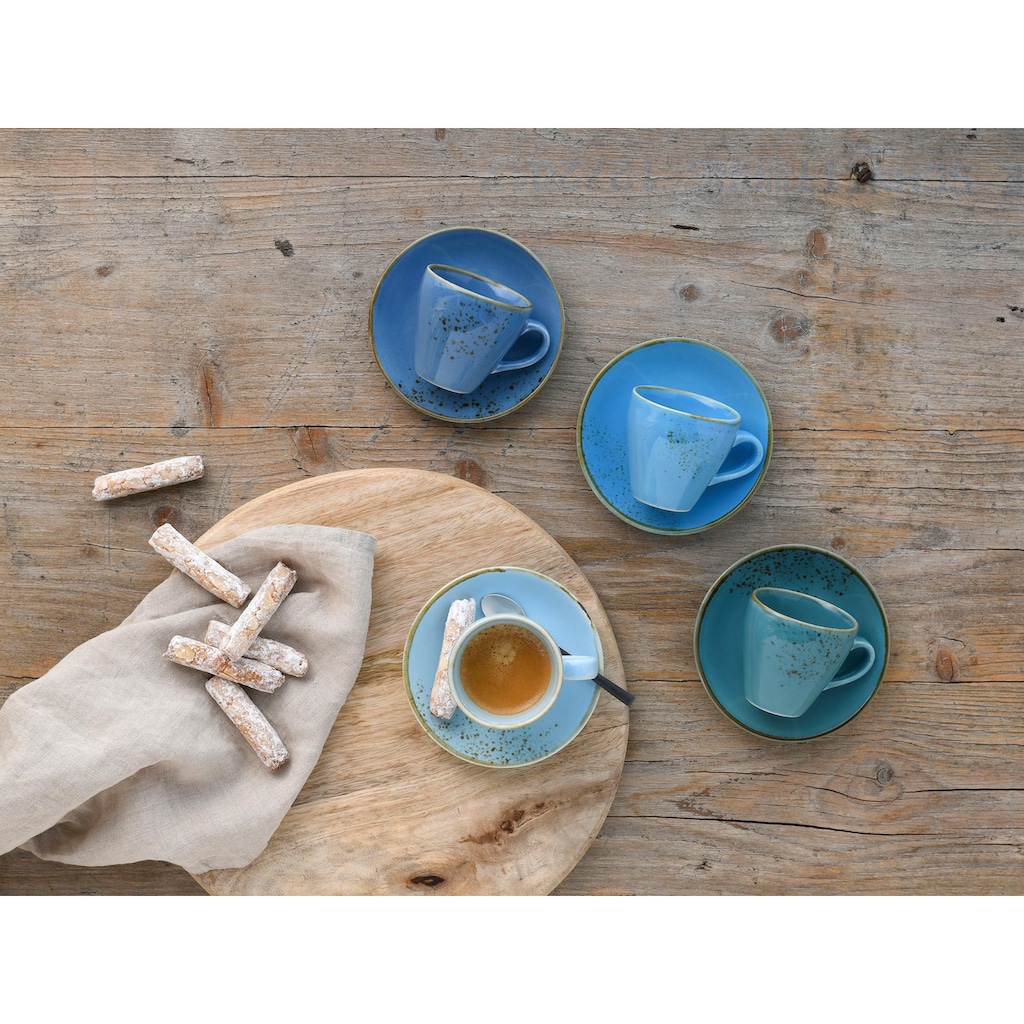 CreaTable Espressotasse »Kaffeetasse NATURE COLLECTION Aqua«, (Set, 8 tlg.)