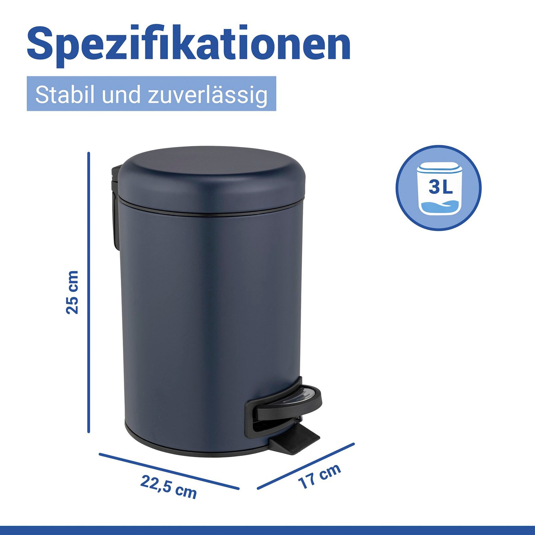 WENKO Kosmetikeimer »Leman« 3 Liter, BxTxH: 17x25x22,5 cm