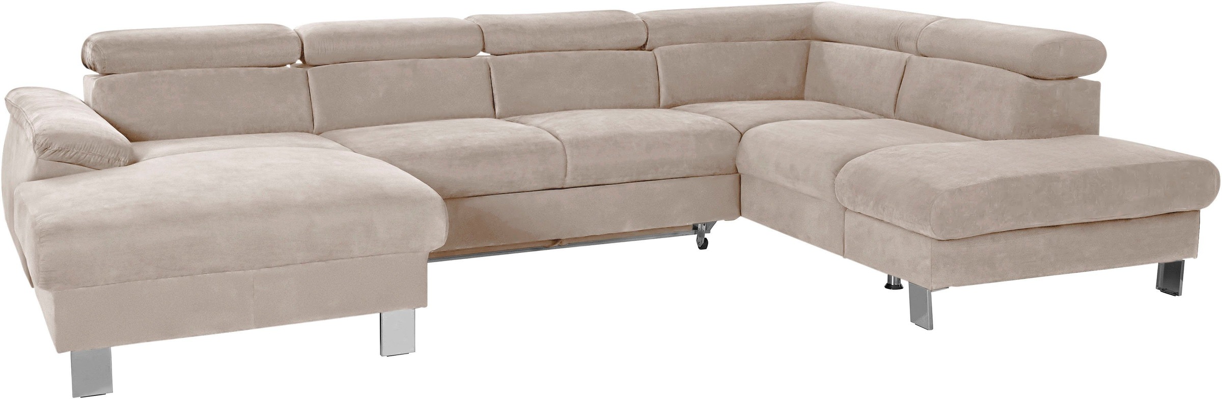 COTTA Polstergarnitur »Komaris U-Form«, (Set), Set bestehend aus: Wohnlandschaft mit Kopfteilverstellung & Hocker