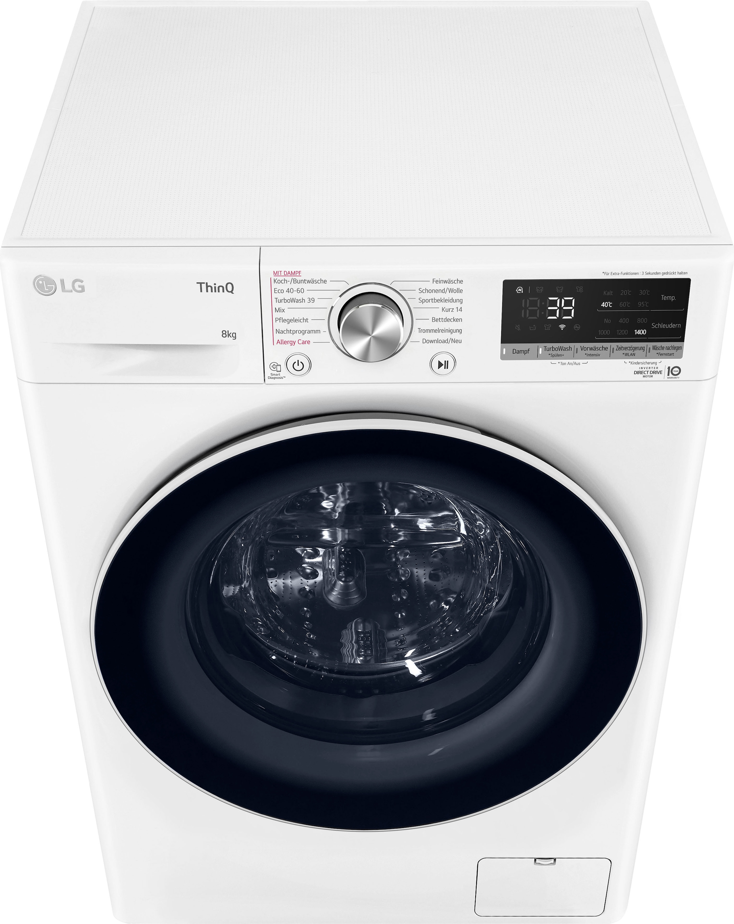 LG Waschmaschine »F4WV5080«, Garantie 3 Steam-Funktion, Jahre F4WV5080, 1400 Garantie inklusive 4 kg, Jahren 8 mit U/min, XXL