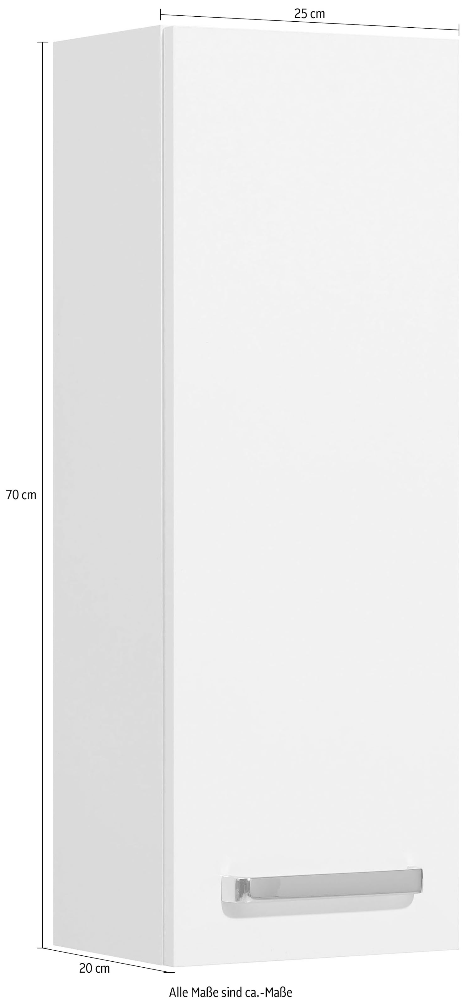 Saphir Hängeschrank »Quickset Wand-Badschrank 25 cm breit mit 1 Tür und 2 Einlegeböden« Badezimmer-Hängeschrank inkl. Türdämpfer, Griffe in Chrom Glanz