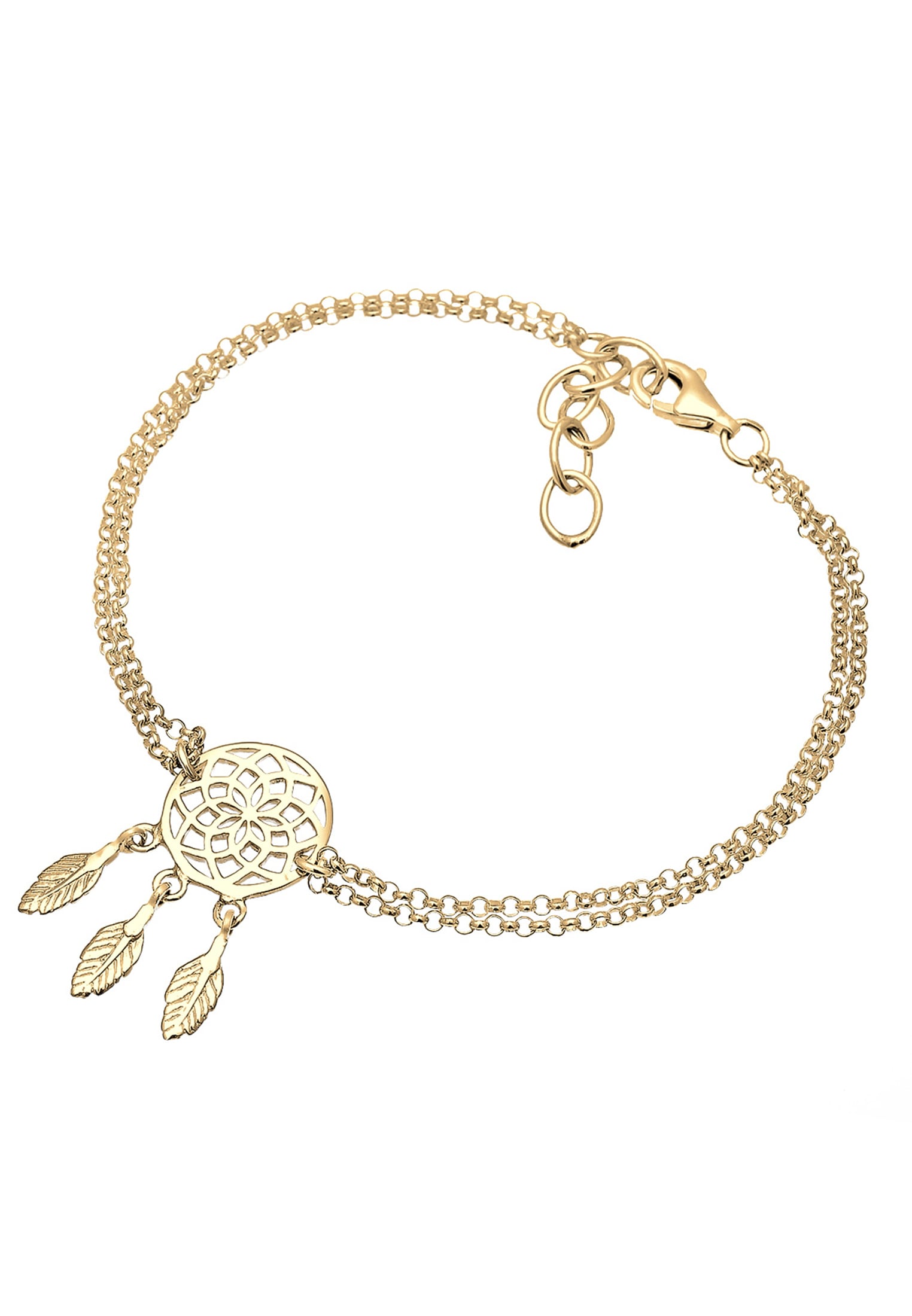 Elli Armkette »Armband Boho Traumfänger Feder 925 Sterling Silber«