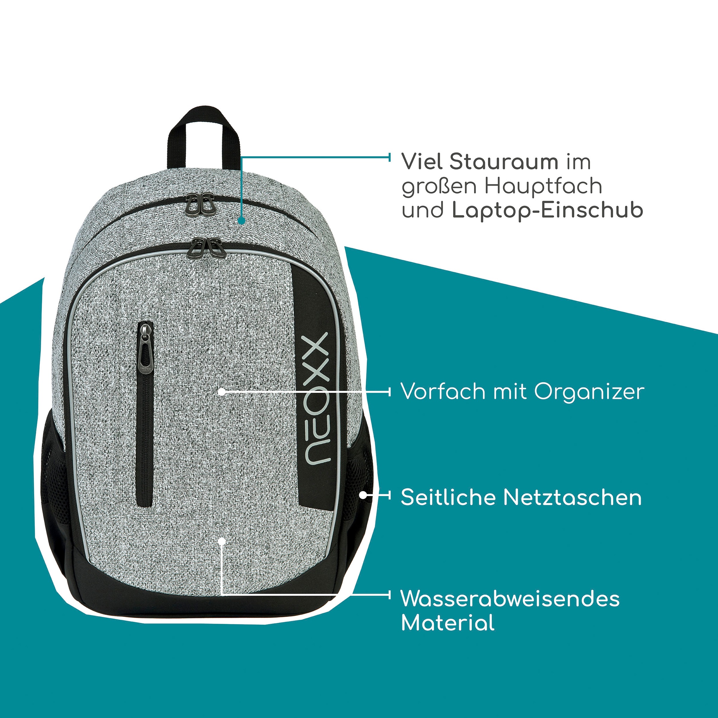 neoxx Schulrucksack »Flow, Wool the World«, teilweise aus recyceltem Material