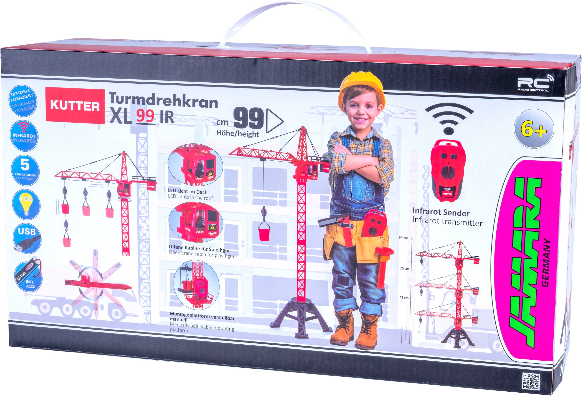 Jamara RC-Kran »Turmdrehkran Kutter XL 99 IR« LED Licht im Dach