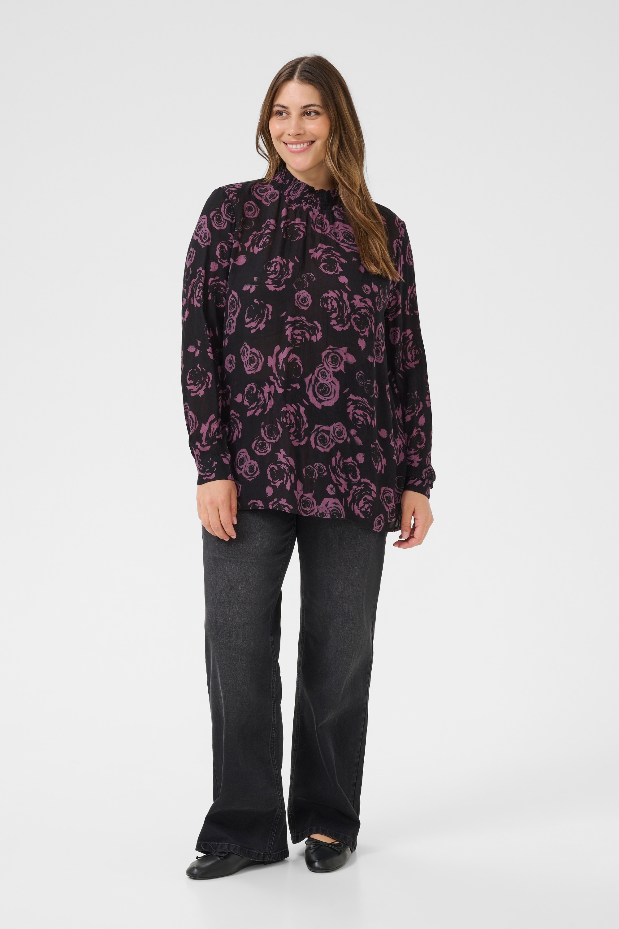 KAFFE Curve Langarmbluse »Damen Bluse langarm KCami«