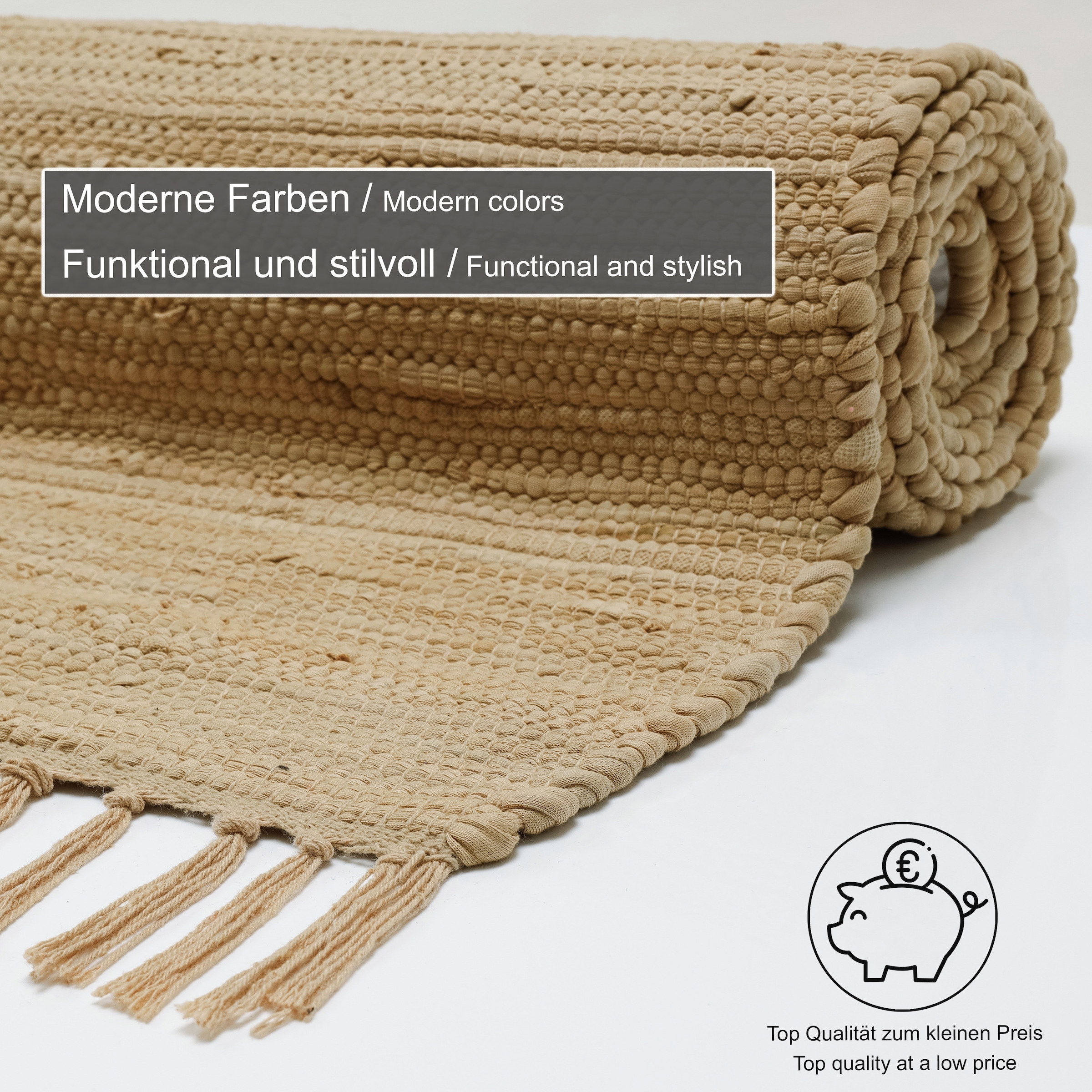 THEKO Teppich »Happy Cotton Fleckerl, handgewebt« rechteckig 5 mm Höhe Flachgewebe, reine Baumwolle, meliert, mit Fransen, auch als Läufer
