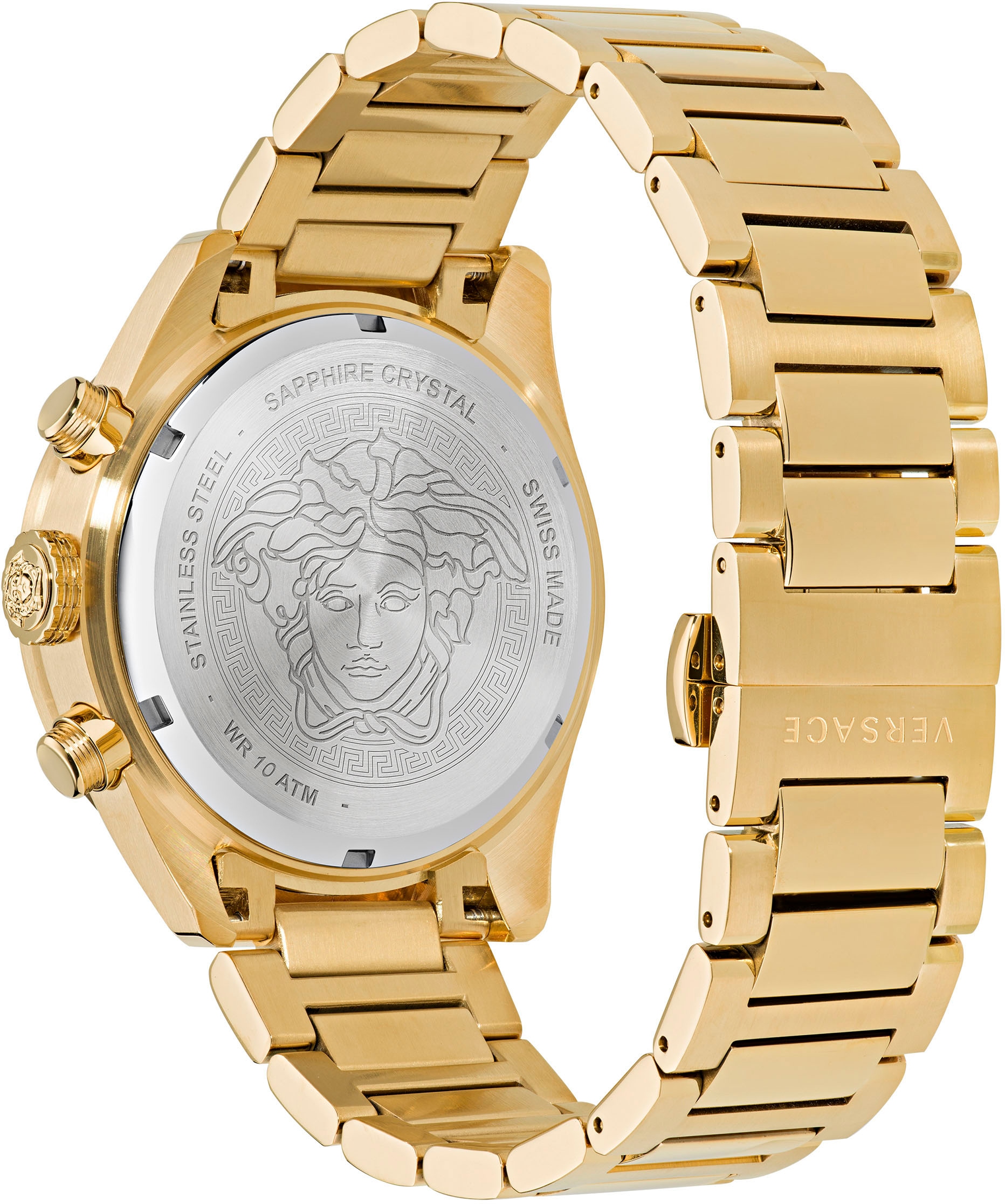 Versace Chronograph »GRECA DOME CHRONO«, Quarzuhr, Armbanduhr, Herrenuhr, Saphirglas, Stoppfunktion, Swiss Made
