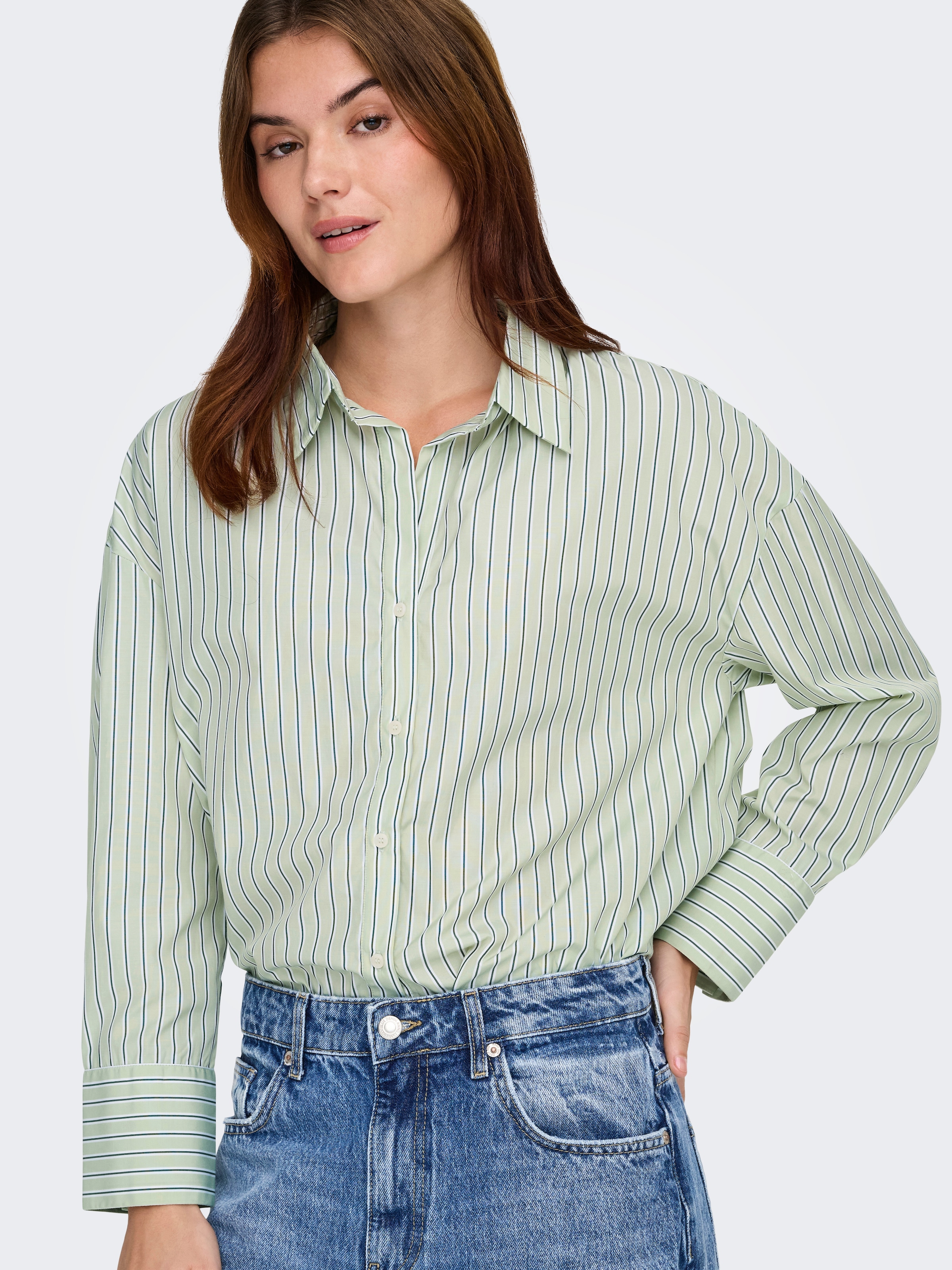 ONLY Hemdbluse »ONLOREGON ALVA LS REG SHIRT NOOS WVN« Materialmix, regular fit
