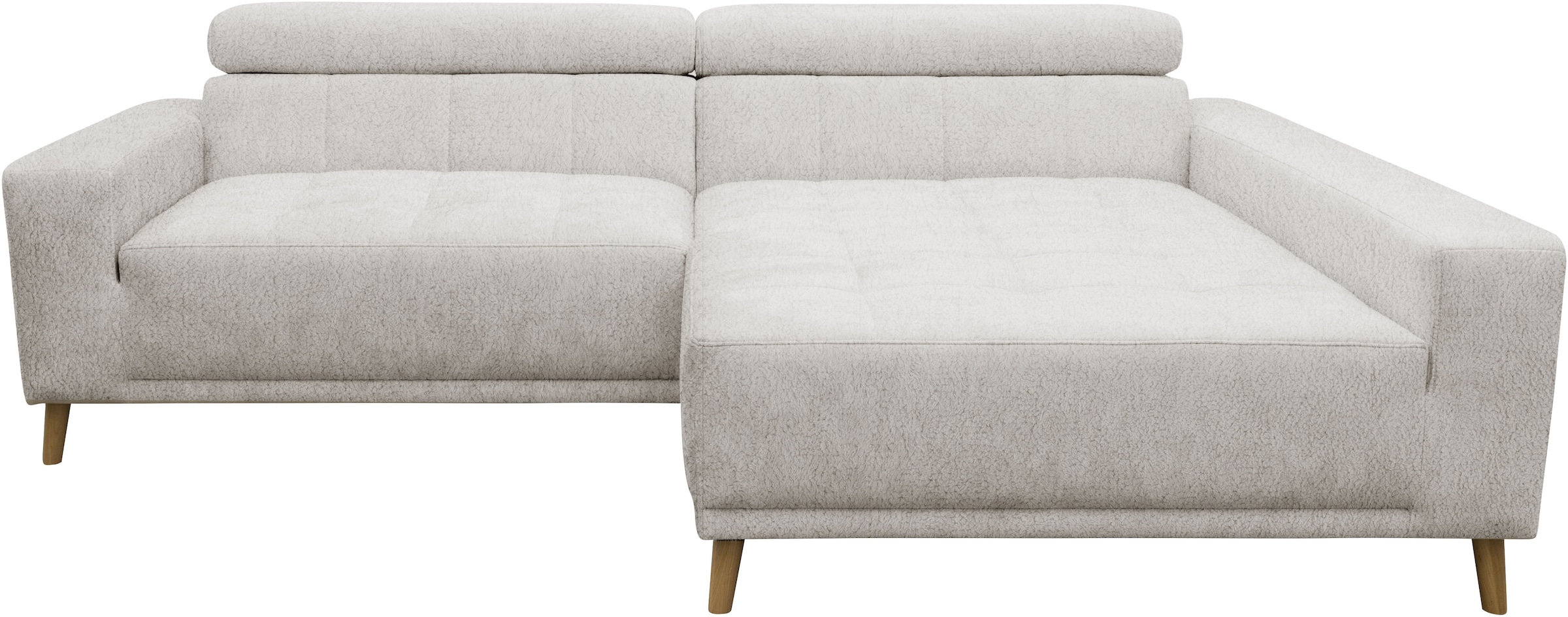 OTTO home Ecksofa »Greve 248 x 172 cm mit Steppungen, für gängige Saugroboter geeignet« Kopfteile verstellbar, aus pflegeleichtem, weichem Luxus-Microfaser