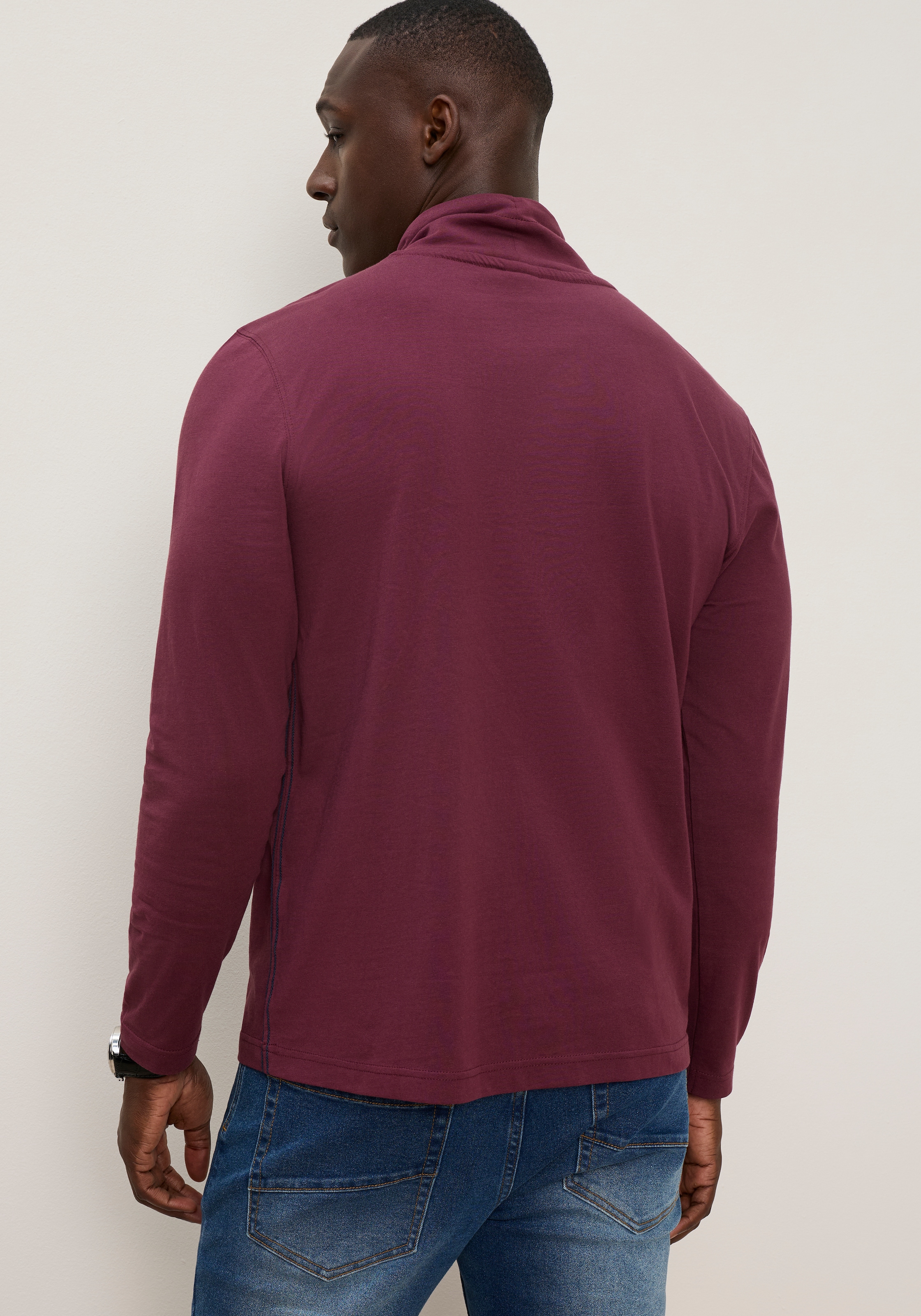 KangaROOS Langarmshirt mit hoch geschlossenem Ausschnitt und Kordelzug, normale Passfor