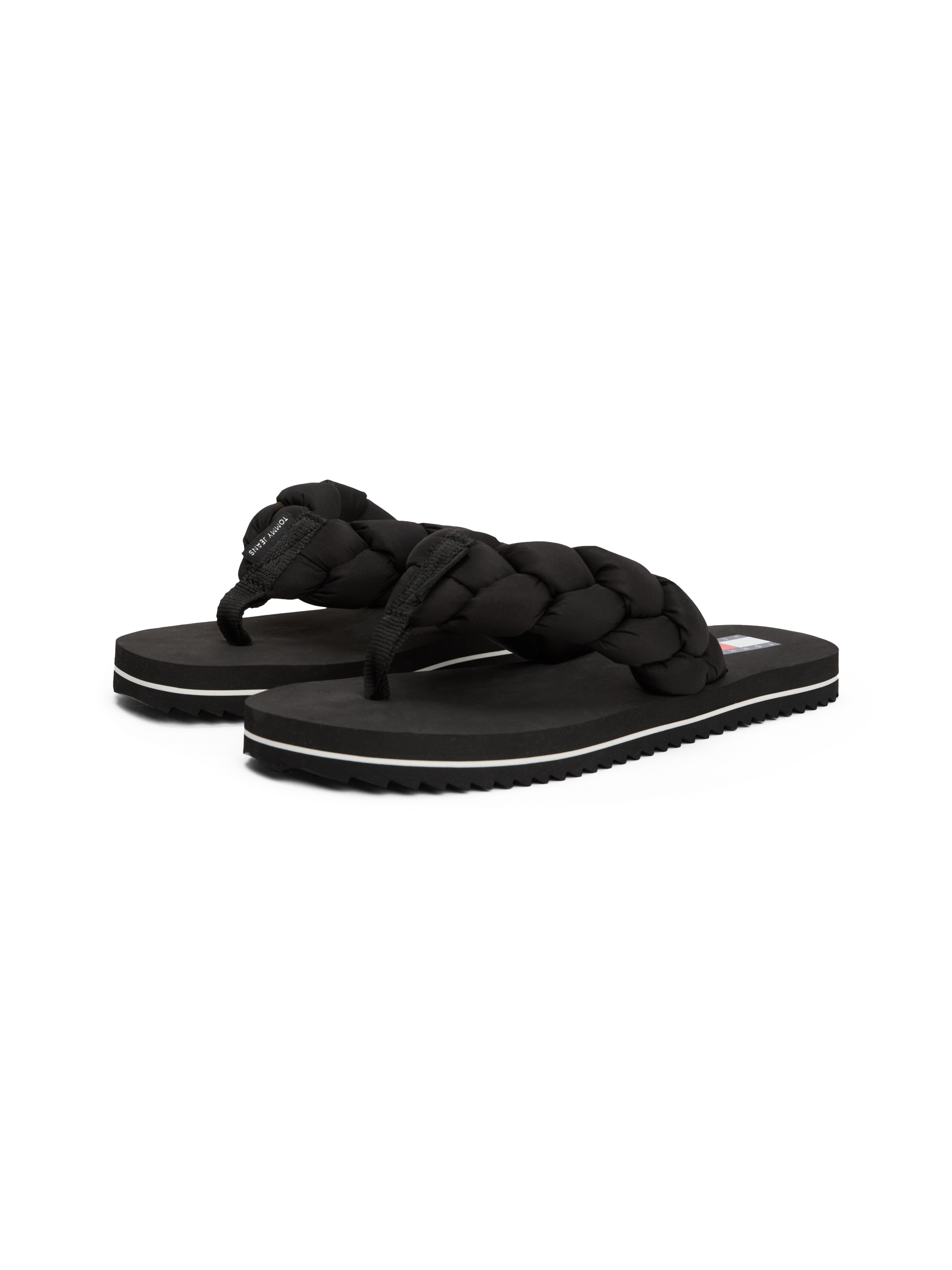 Tommy Jeans Zehentrenner »BRAIDED THONG BEACH SANDAL«  , Dianette, Sommerschuh mit geflochtener, wattierter Bandage