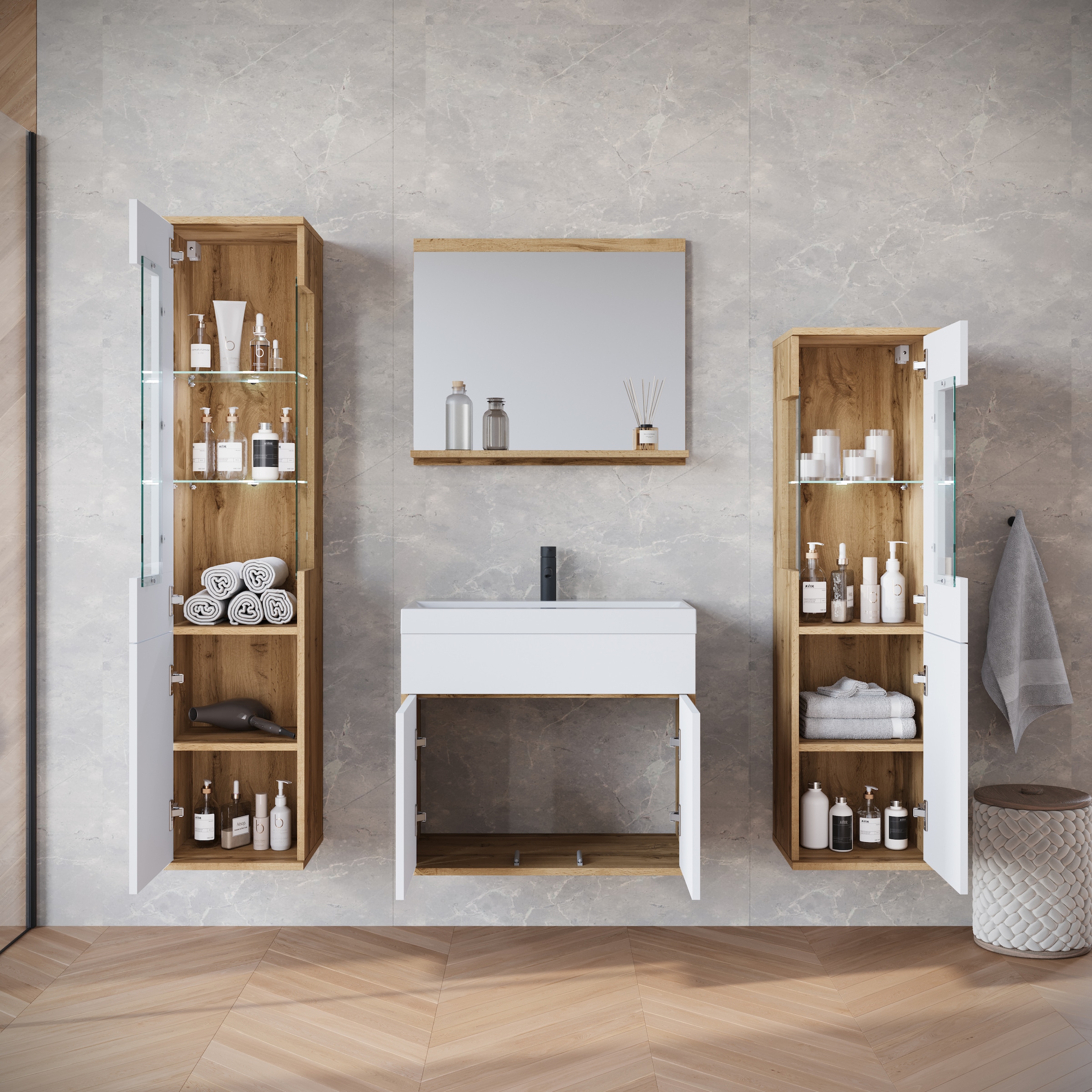 welltime Badmöbel-Set »Kenia« Set, 5 Stk. tlg.