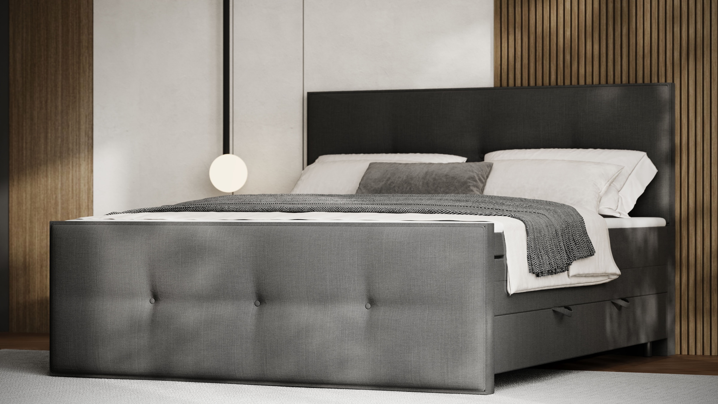 FORTE Boxspringbett »Eve inkl. zwei Bettkästen und Kaltschaum Topper«, und einer 7-Zonen-Tonnentaschen-Federkernmatratze (H3)